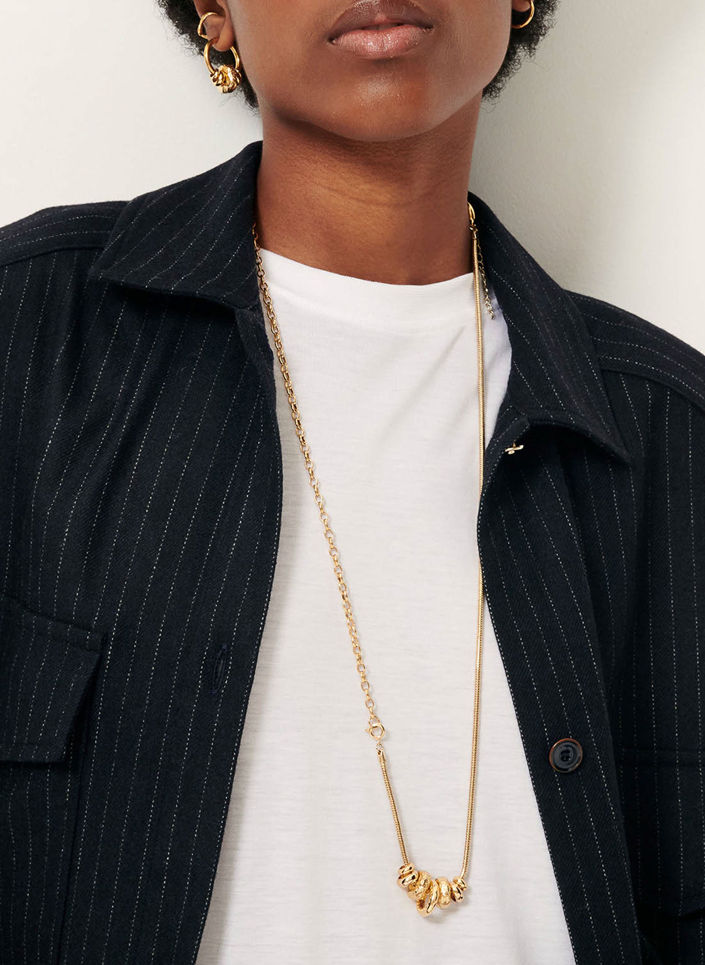 Chemise courte rayée en laine mélangée SESSUN Bleu