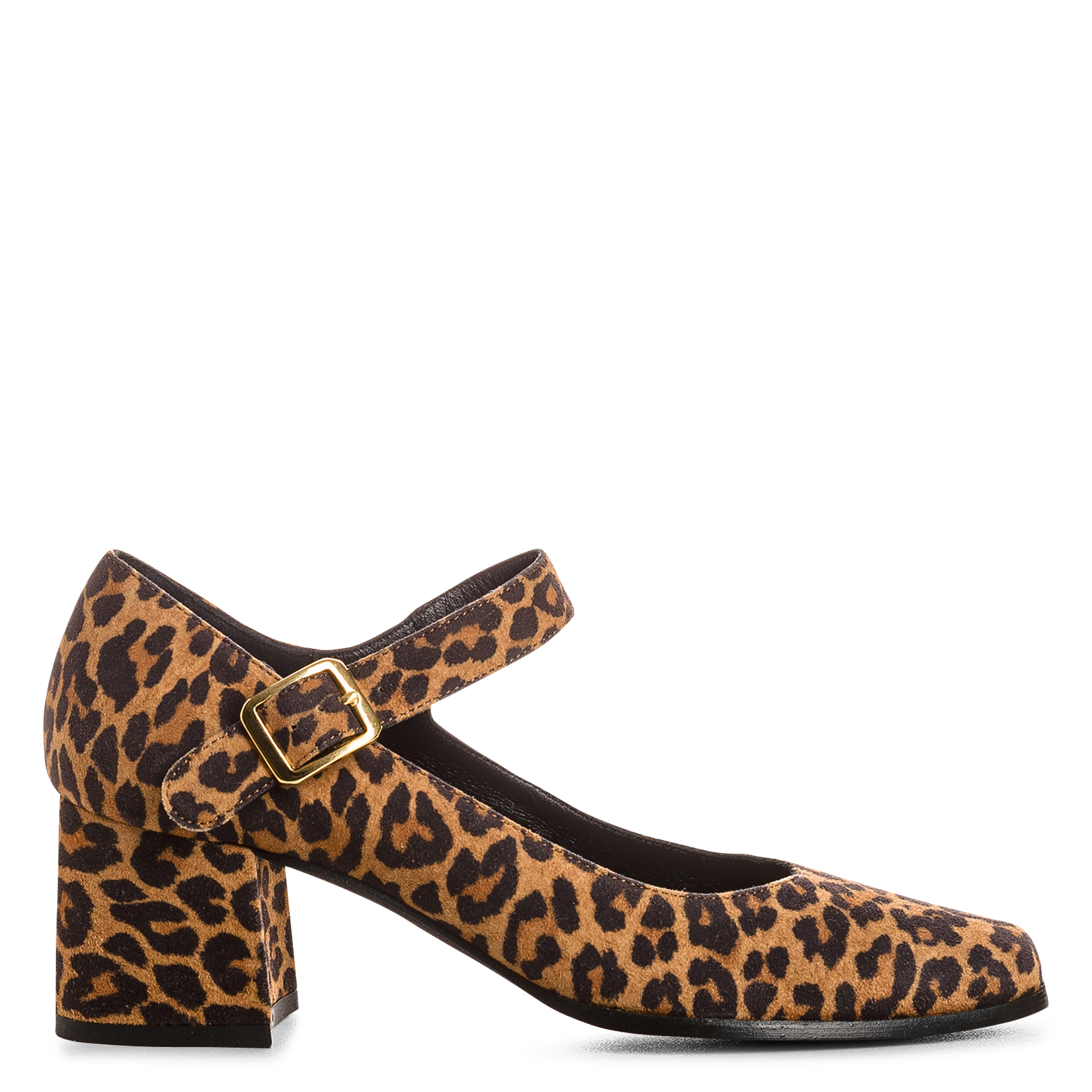 Suède pumps met print REQINS Bruin