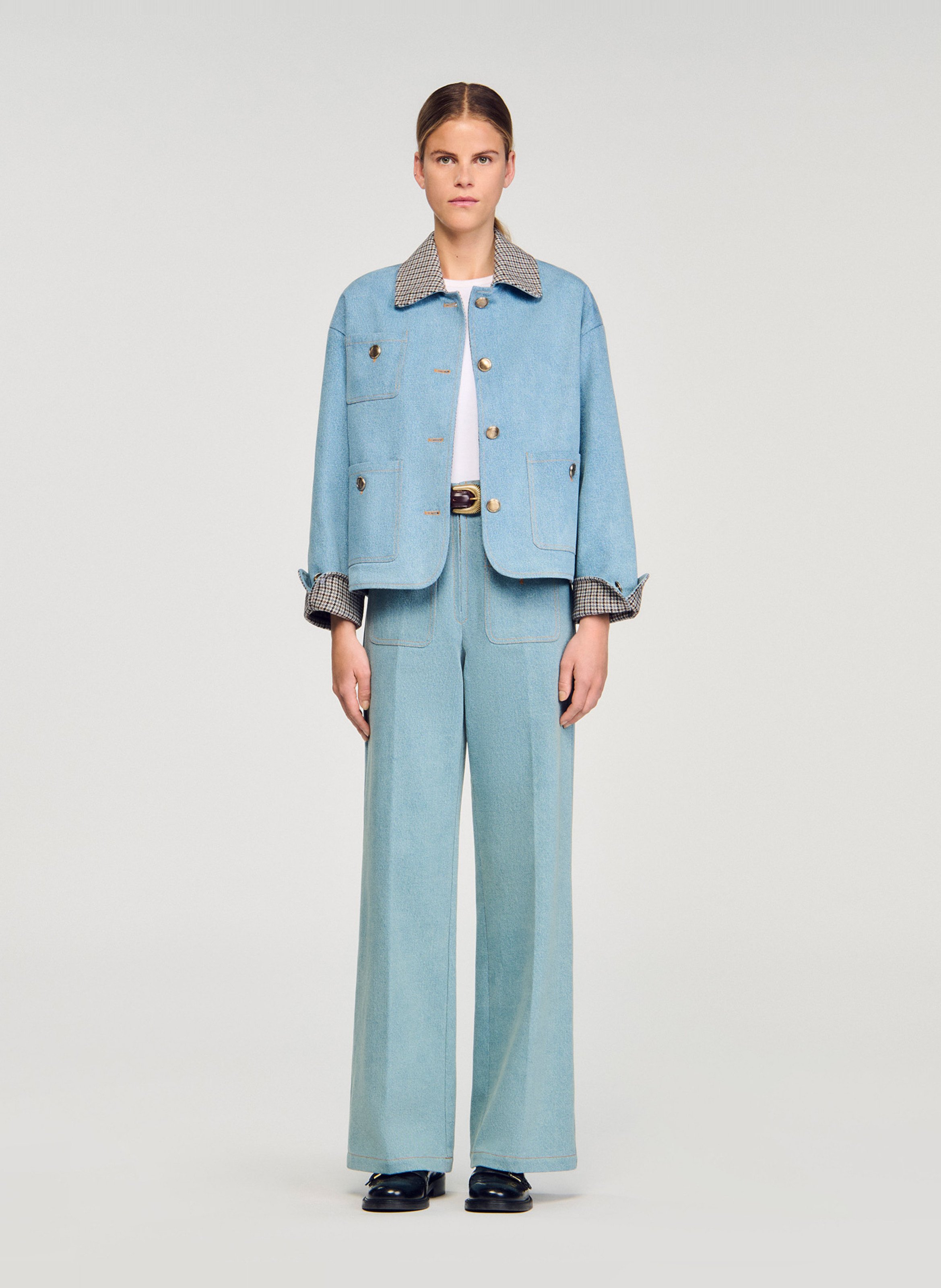 Jack van katoen met klassieke kraag SANDRO Blauw