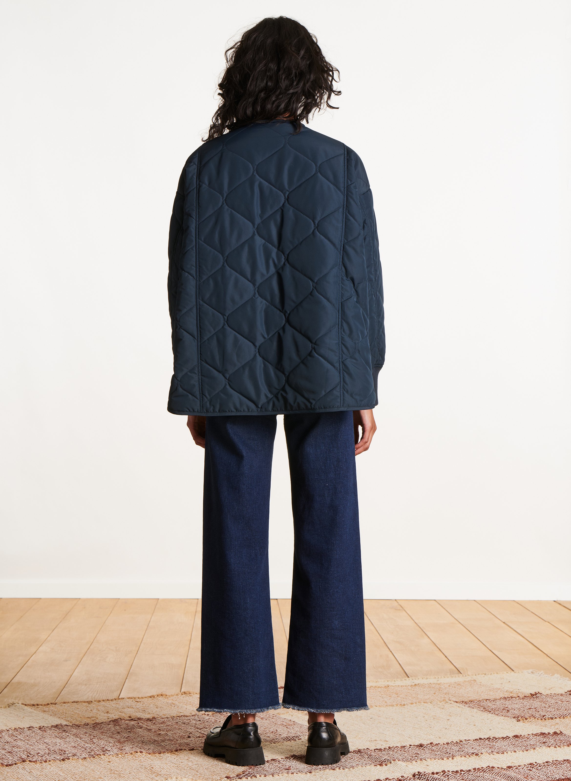 Quilted high-neck coat with hood LA FEE MARABOUTEE Blue