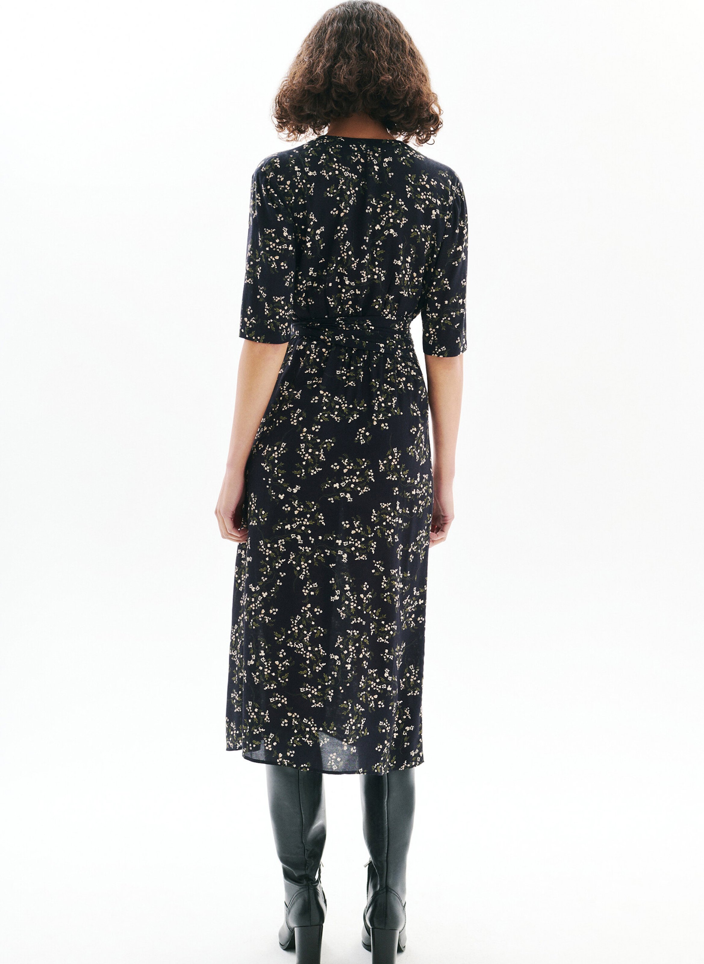 Lange jurk met V-hals en print CAROLL Black