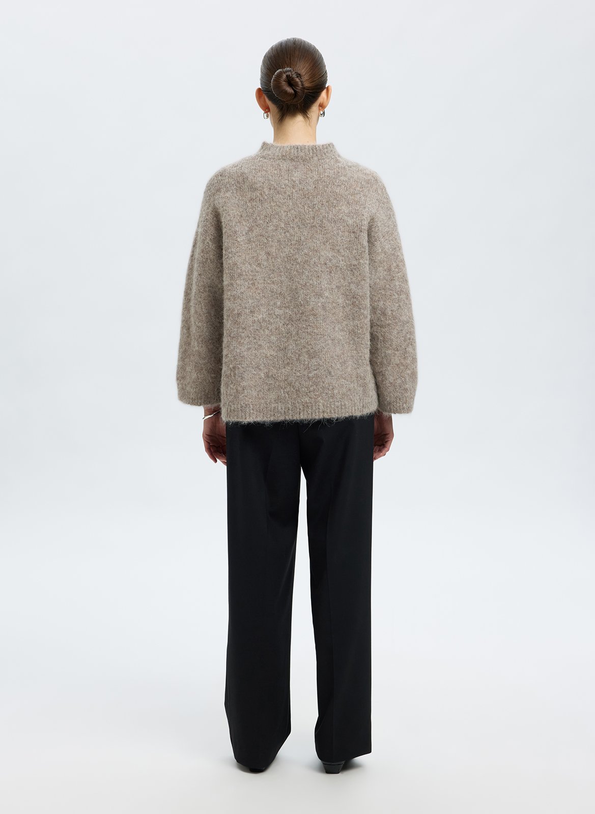 Pull ample chiné en laine mélangée SELECTED Gris