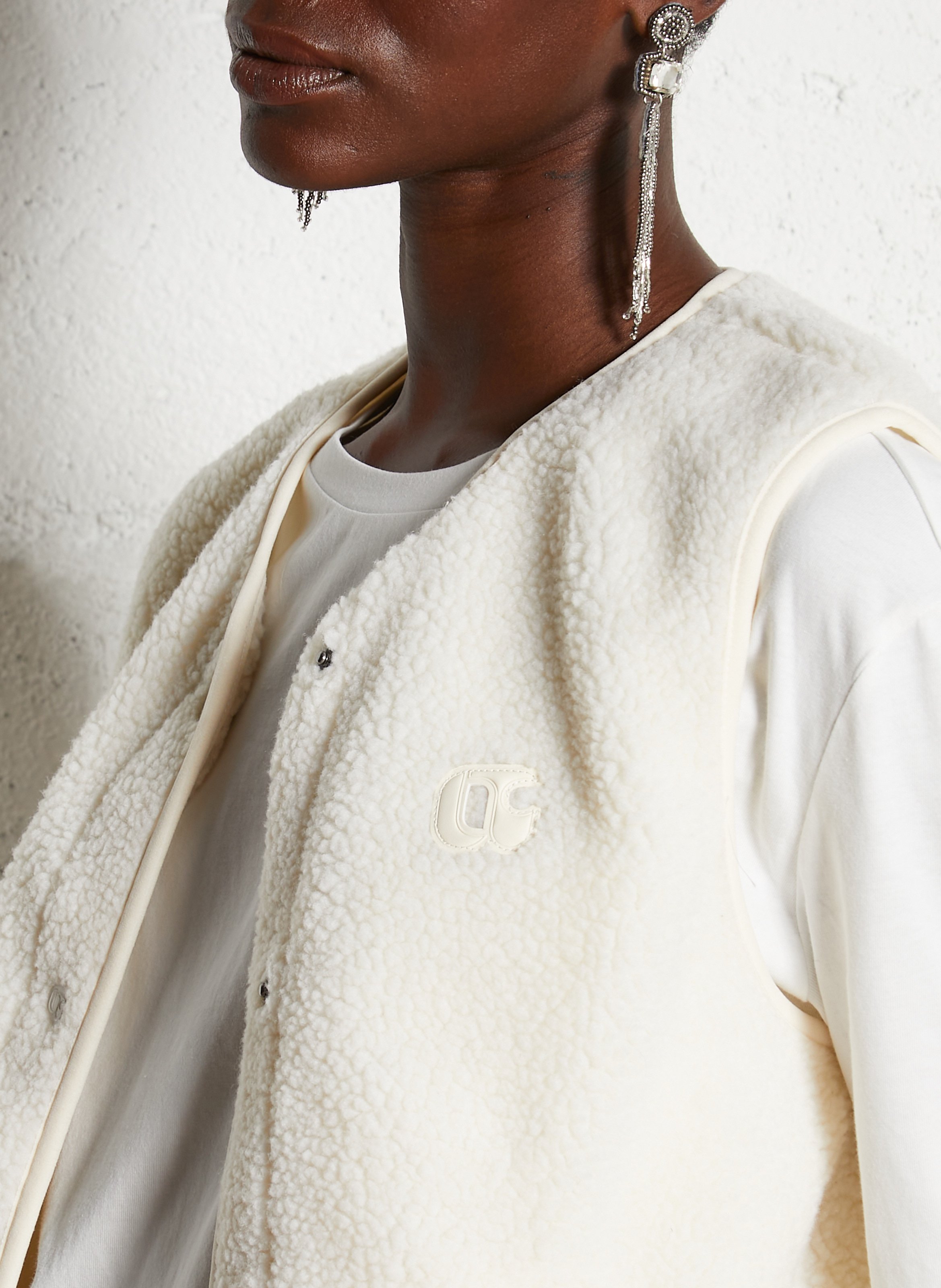 Veste droite col V imprimée LE TEMPS DES CERISES Blanc