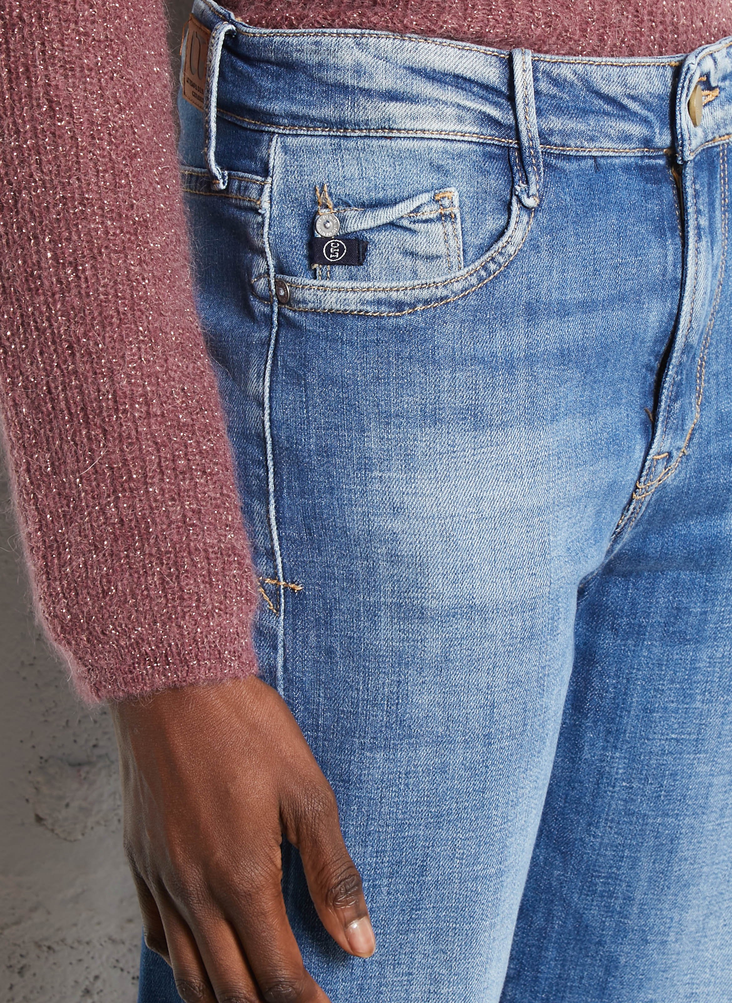 Jean droit taille haute 7/8ème LE TEMPS DES CERISES Bleu