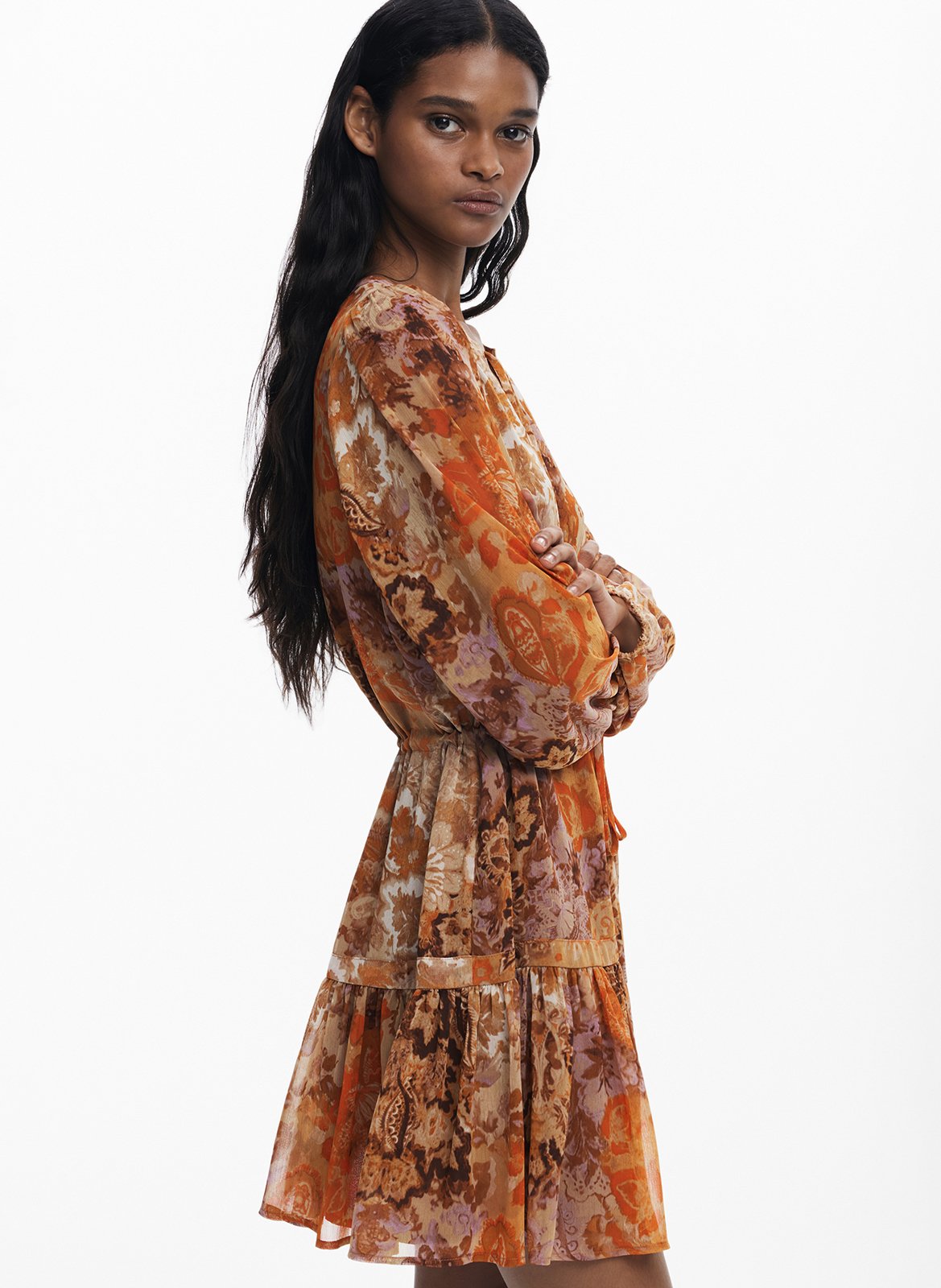 Abito collo rotondo stampato DESIGUAL Arancio