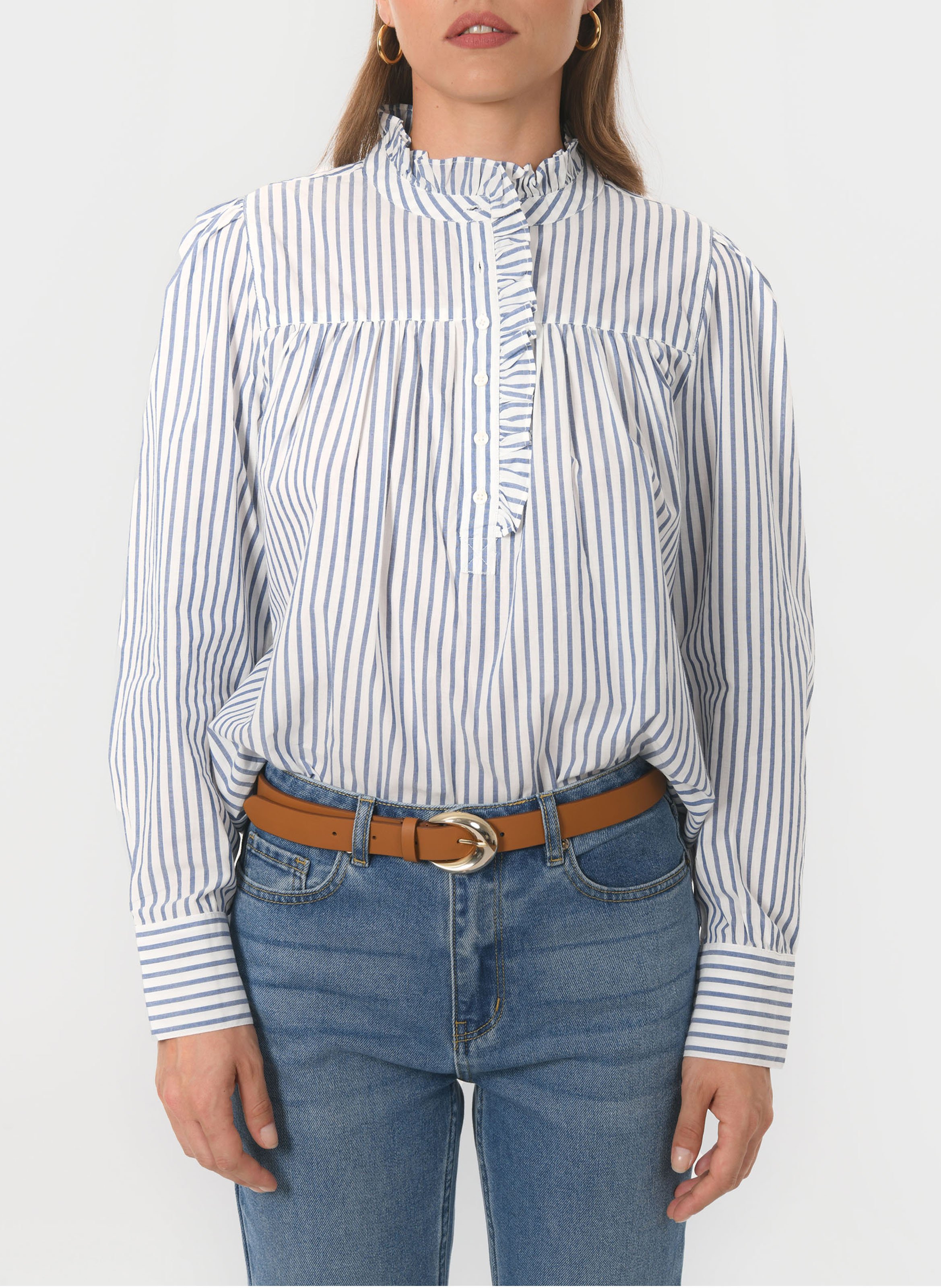 Blouse oversize en coton rayé KOOKAI Bleu