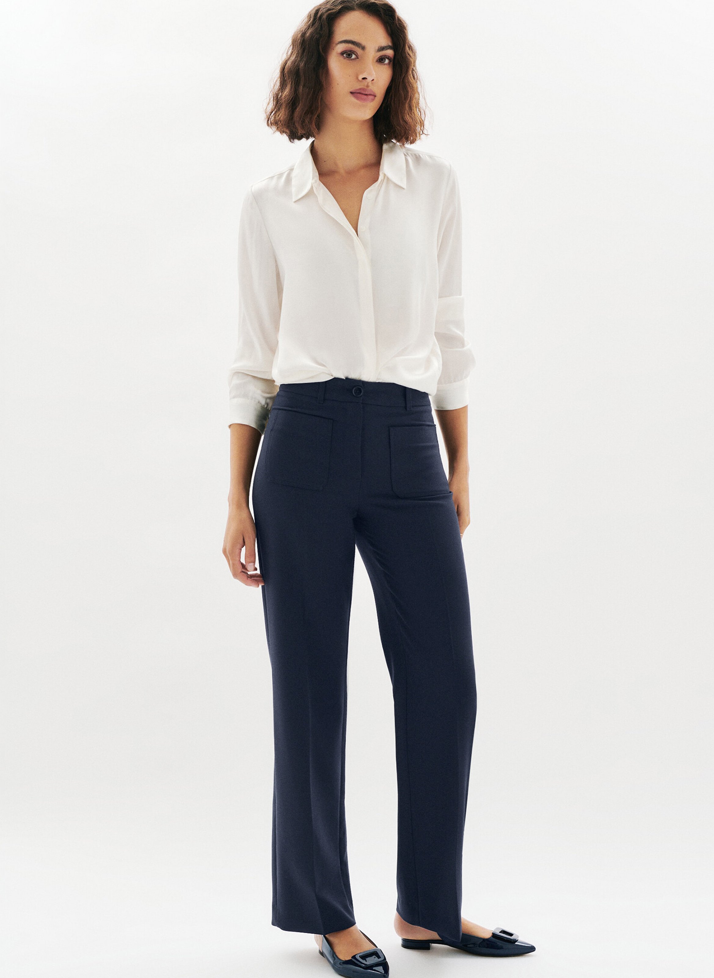 Pantalon large en fibres recyclées mélangées CAROLL Bleu