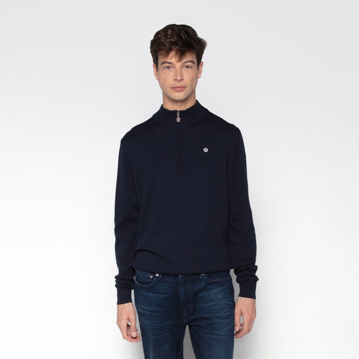 Sweater with zippered collar SERGE BLANCO Blue