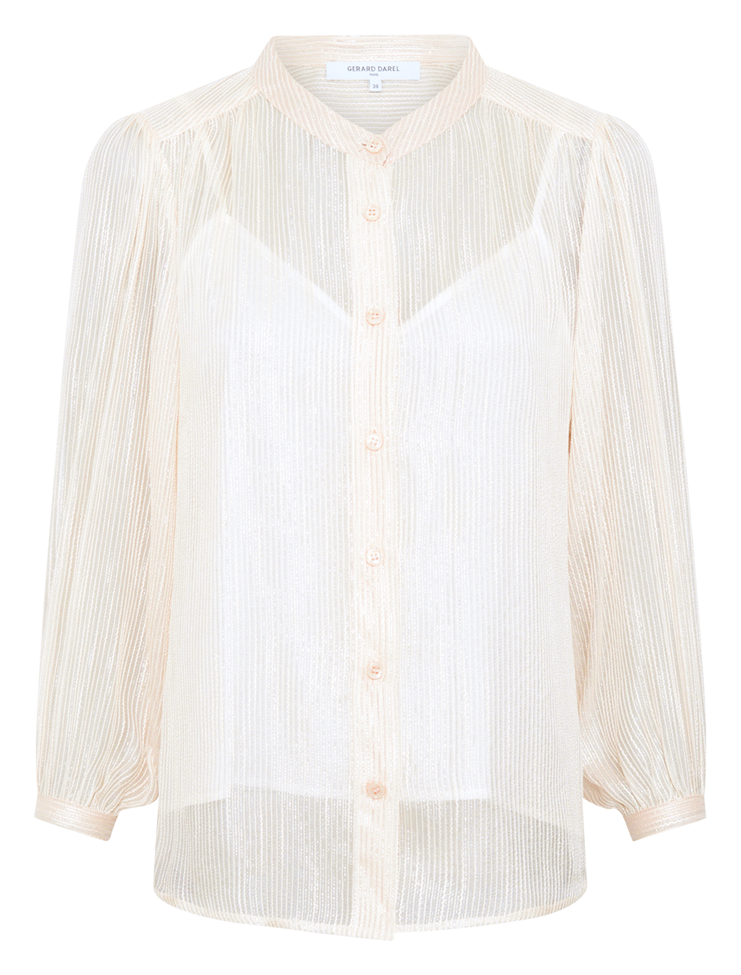 Straight shirt with mao collar in stripes GERARD DAREL Beige