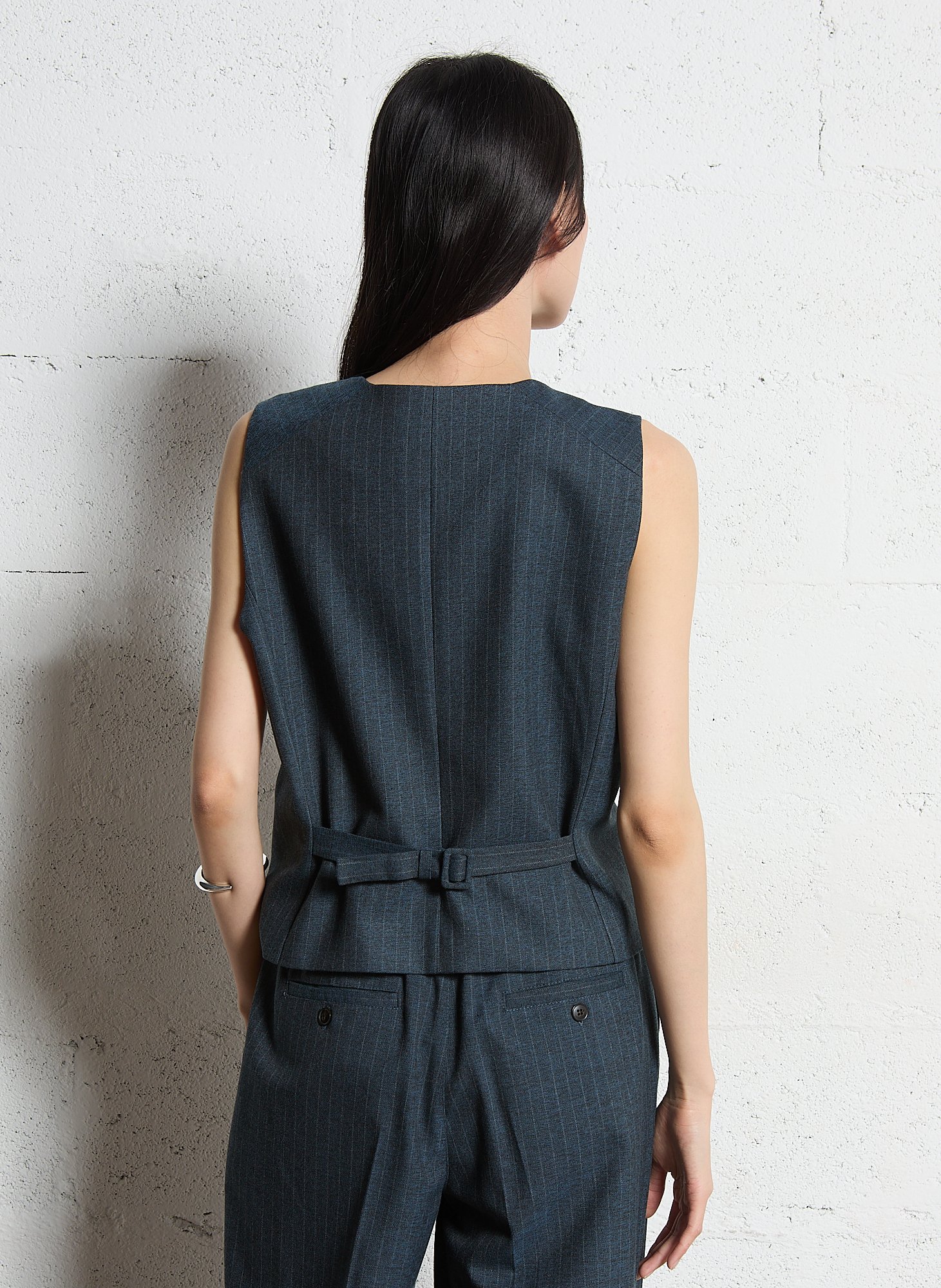 Rechte gestreepte gilet MAISON 123 Grijs