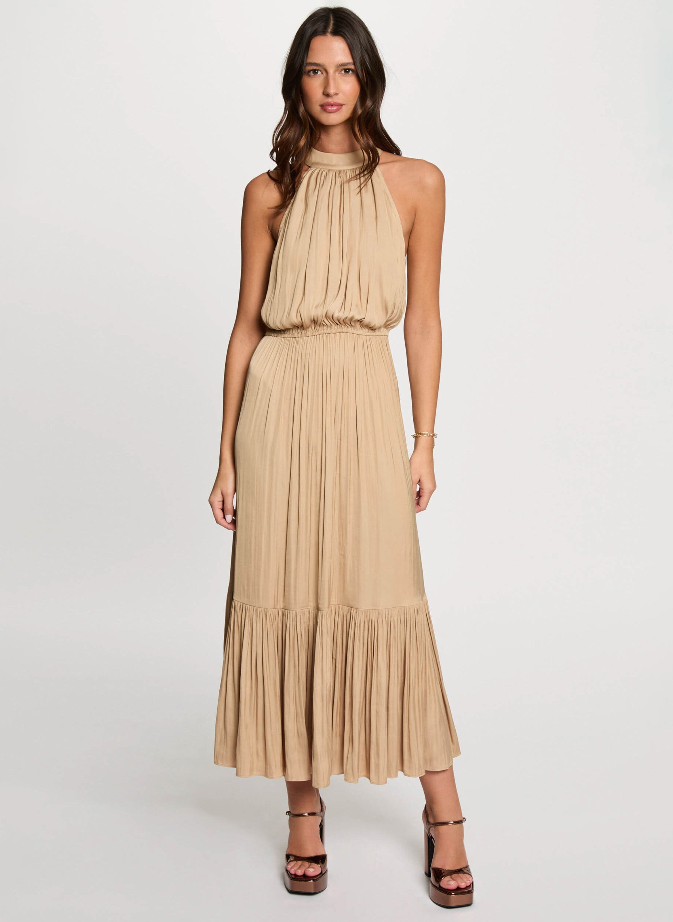 Robe longue évasée col ras du cou MORGAN