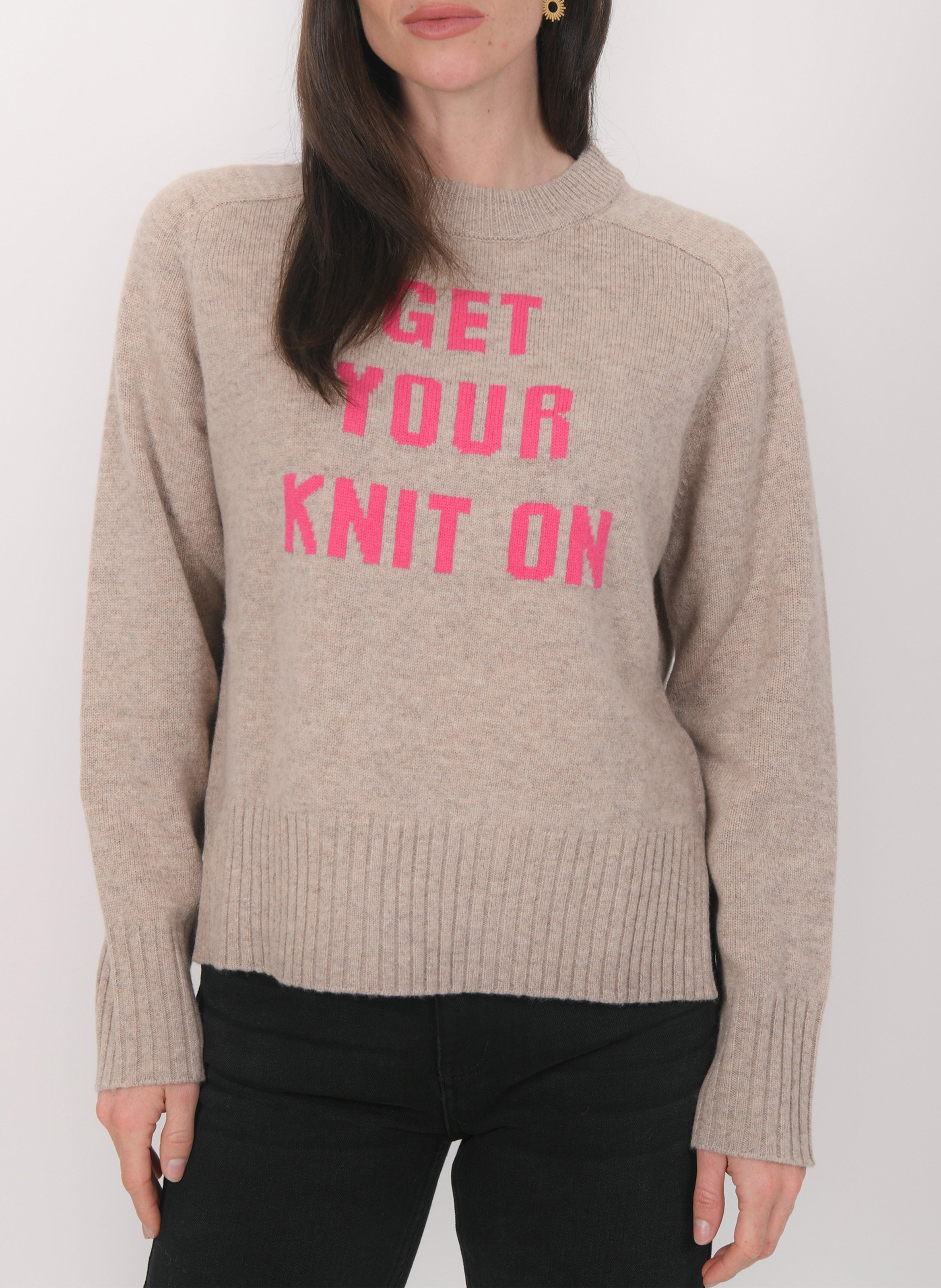 Pull oversize col rond en laine et cachemire KOOKAI Marron