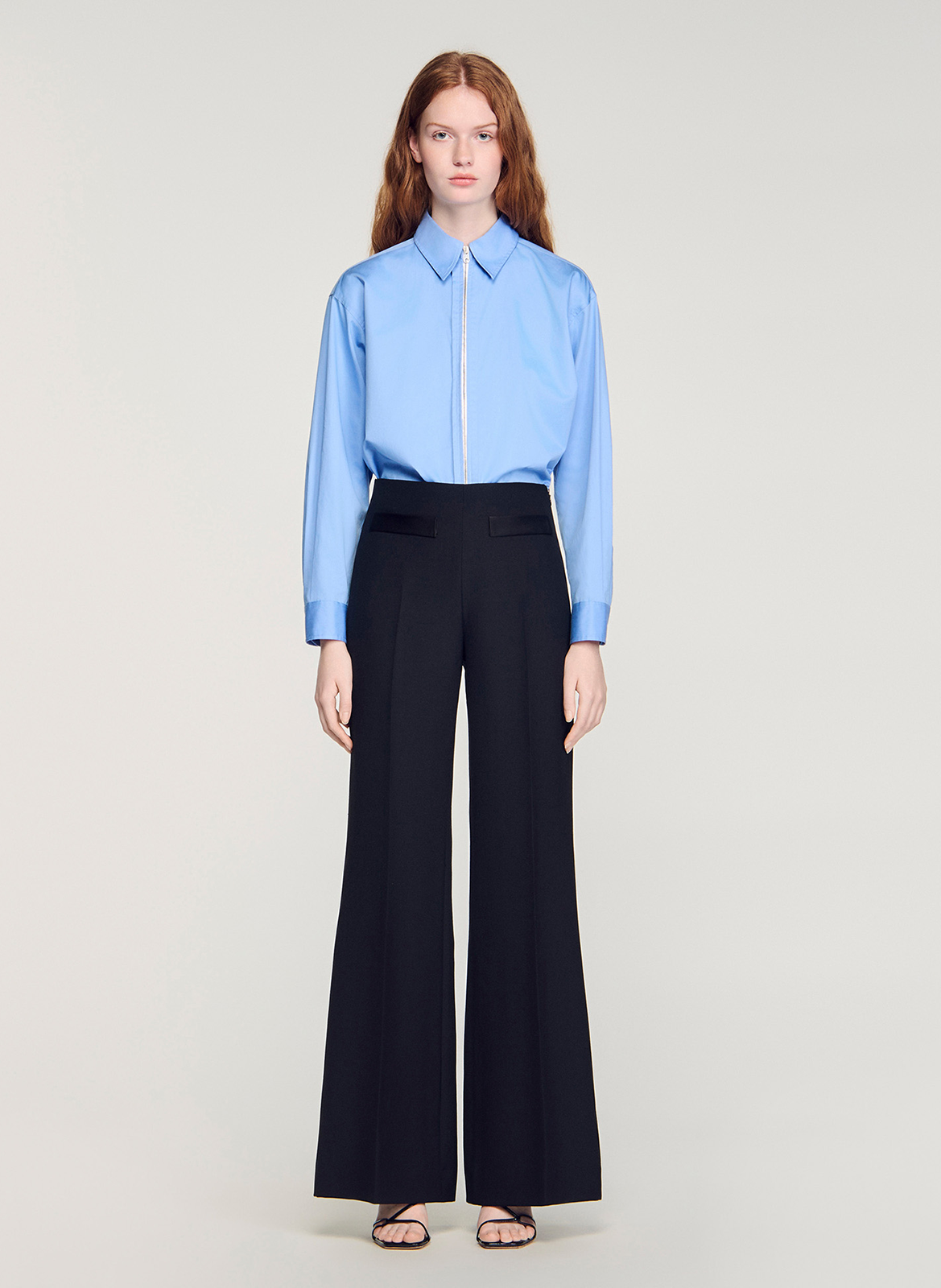 High-waisted flared pants SANDRO Black