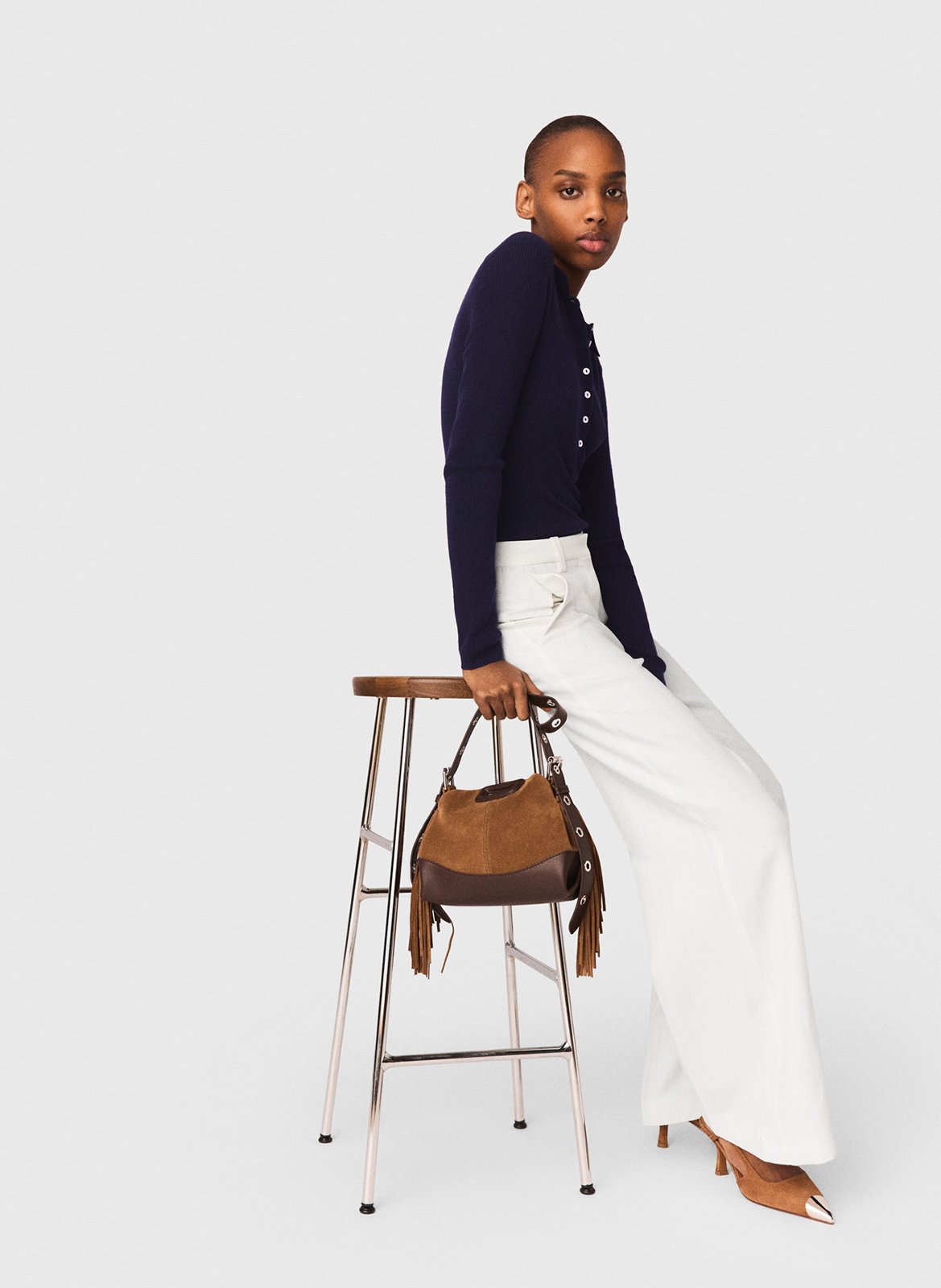 Straight striped trousers  MAJE White