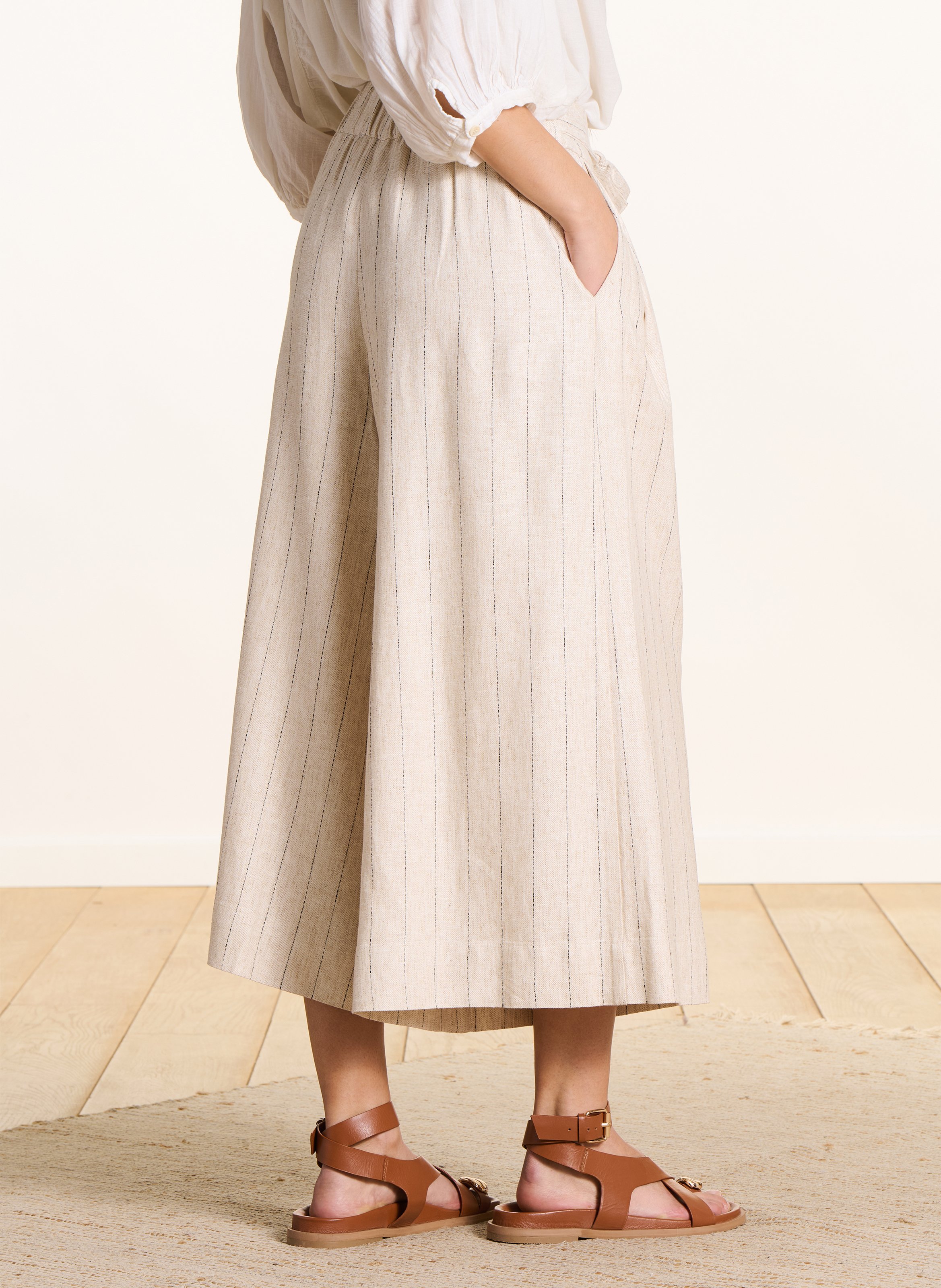 Striped wide-leg pants LA FEE MARABOUTEE Beige