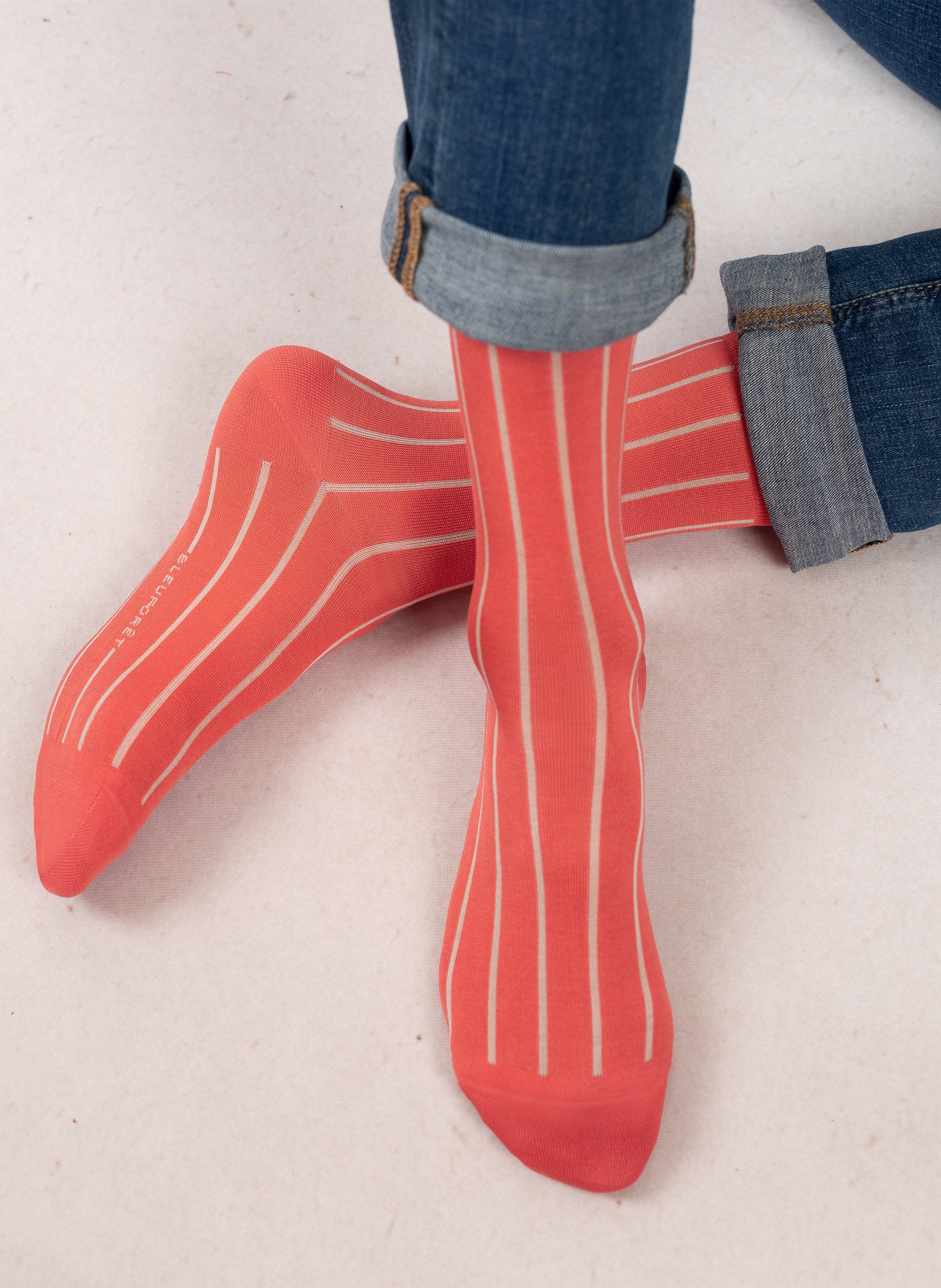 Gestreepte sokken van gemengd katoen BLEUFORET Oranje