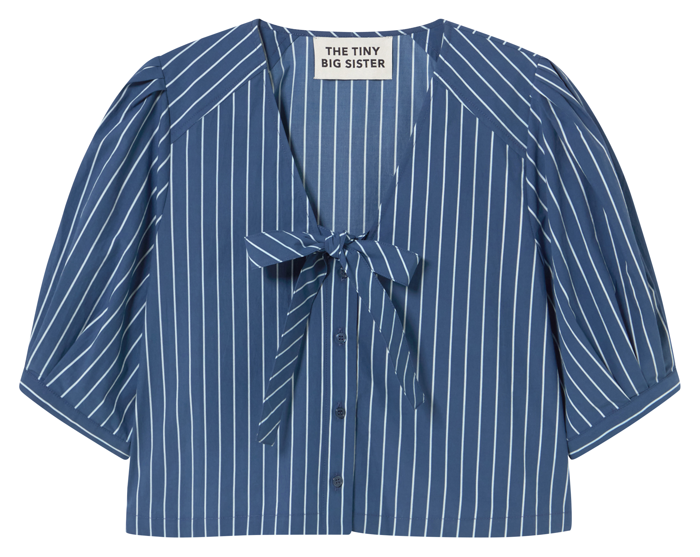 Chemise col V en coton THE TINY BIG SISTER Bleu