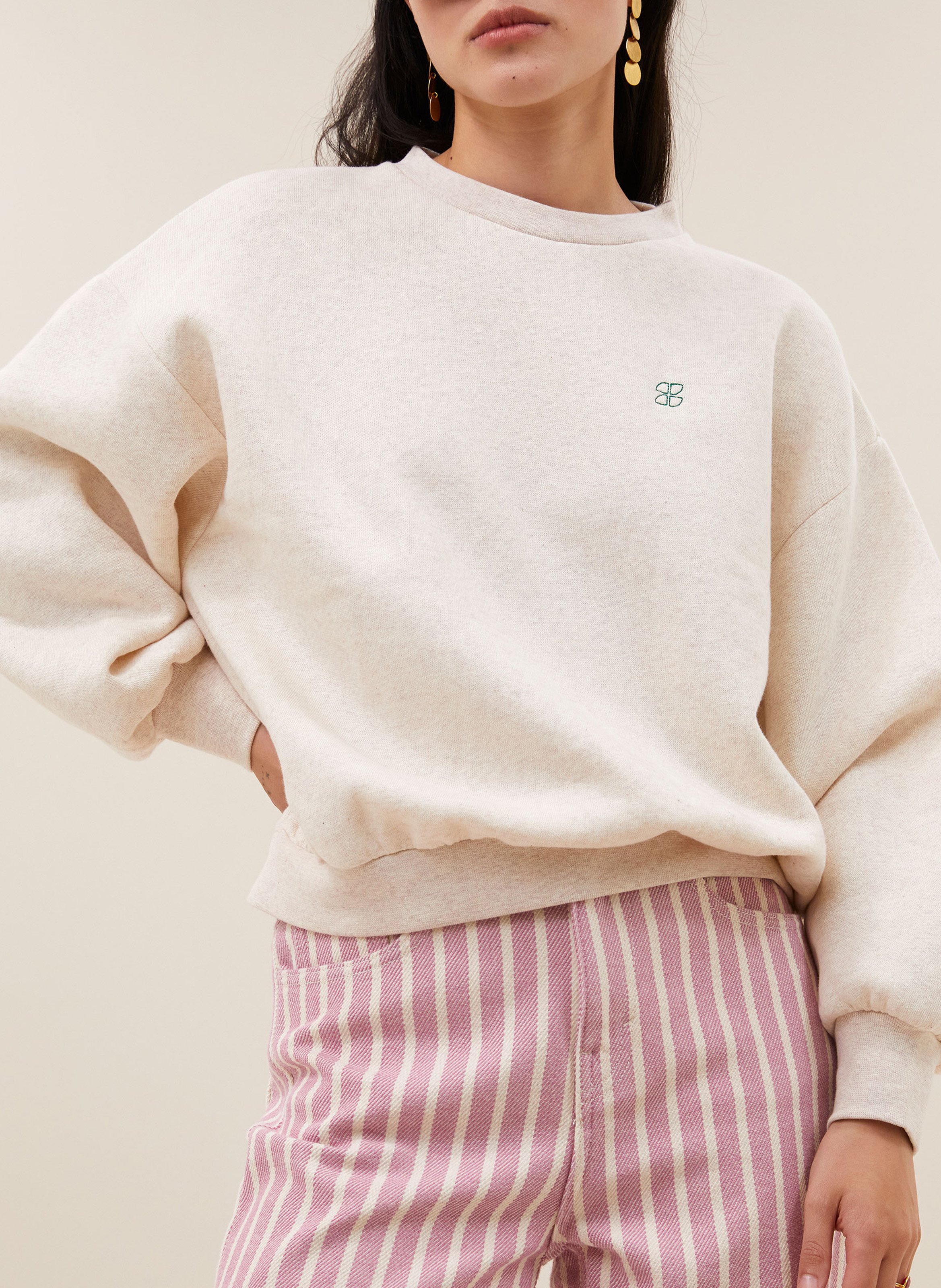 Sweat oversize en coton mélangé BY BAR Rose