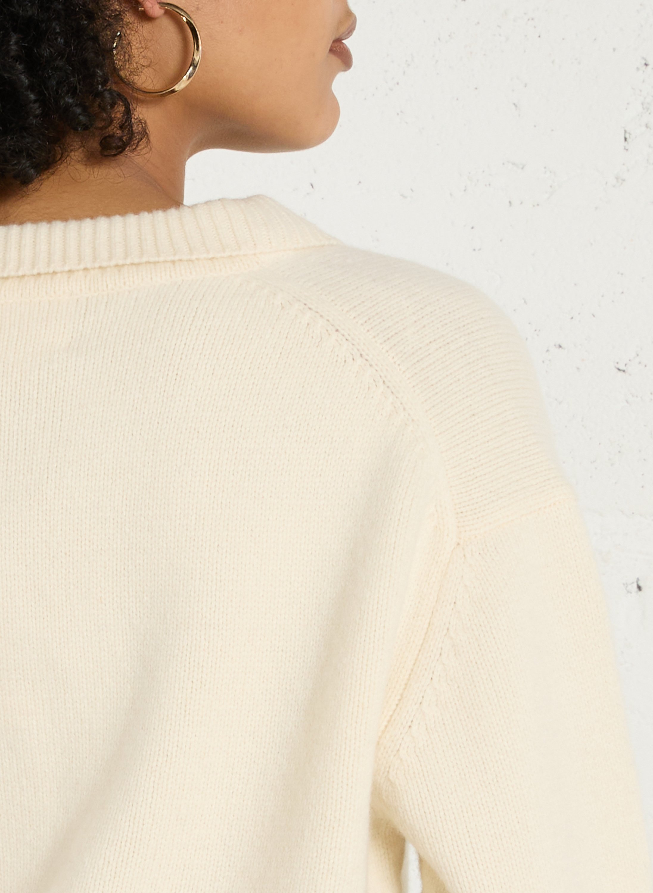 Cardigan court uni en laine MAISON 123 Blanc