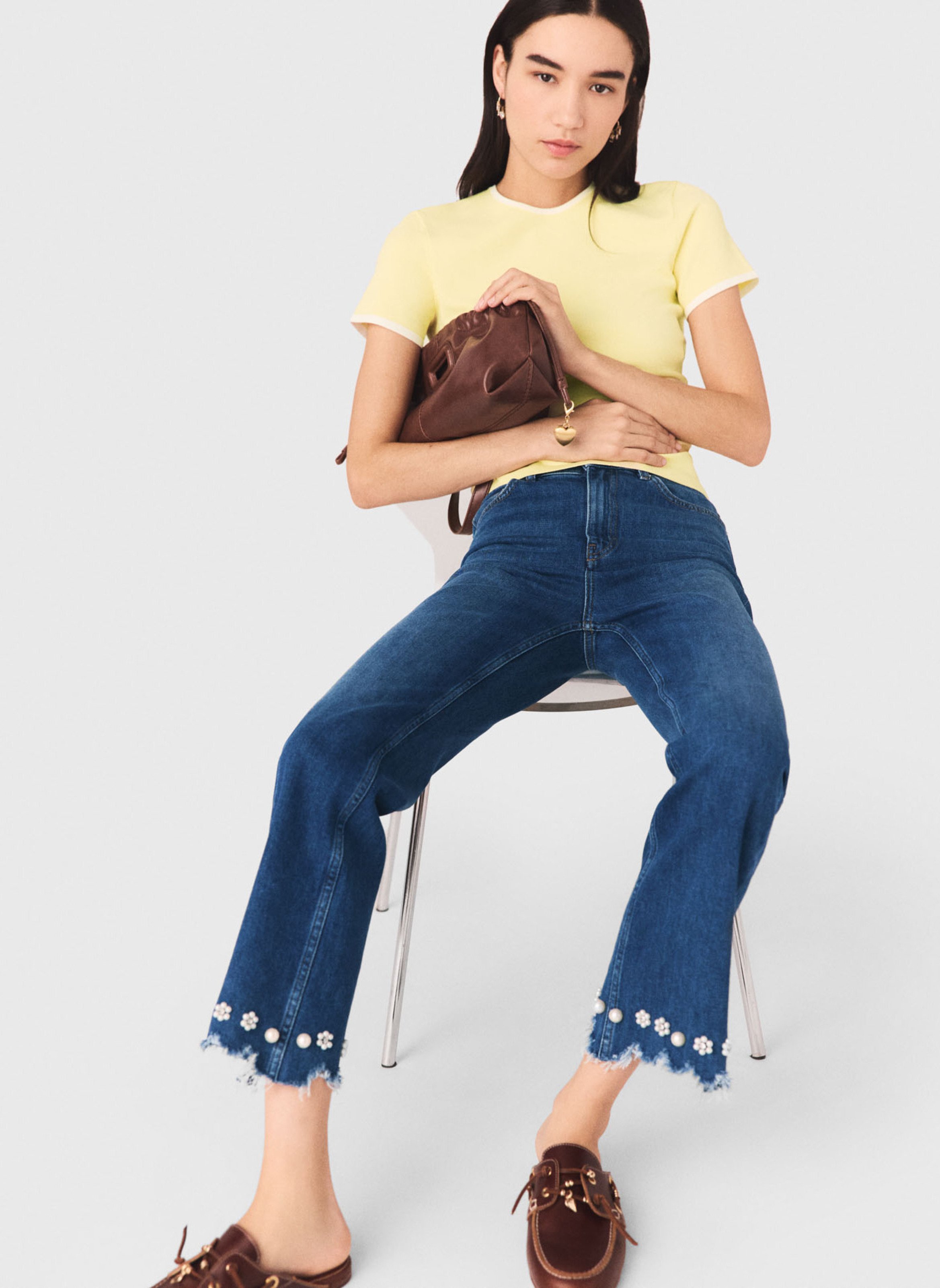 Rechte jeans - katoenblend MAJE Blauw