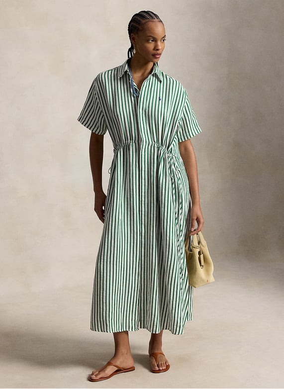 Striped linen blend shirt dress - 4 Striped linen blend shirt dress - 4