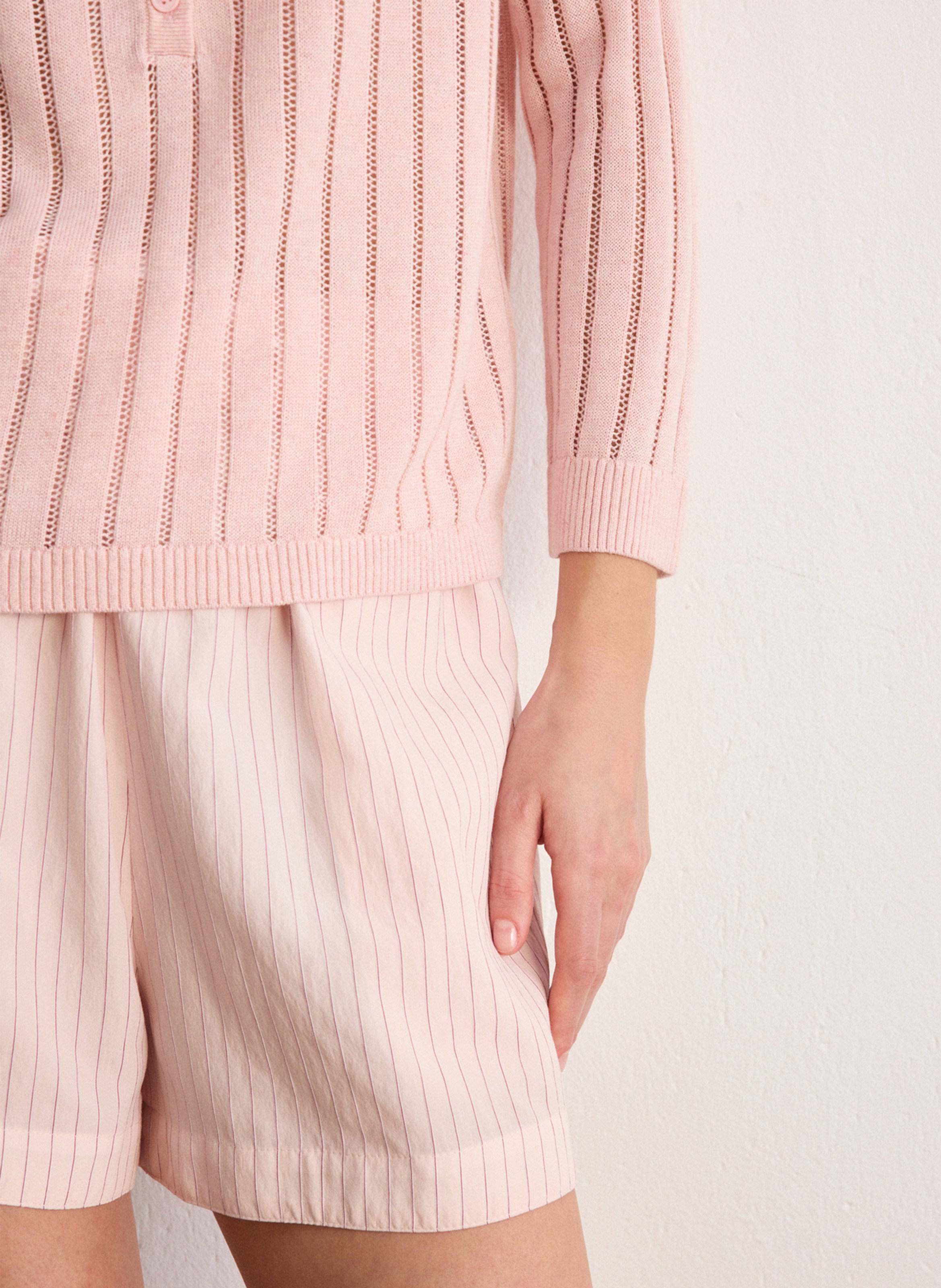 Straight round-neck knit sweater PABLO Pink