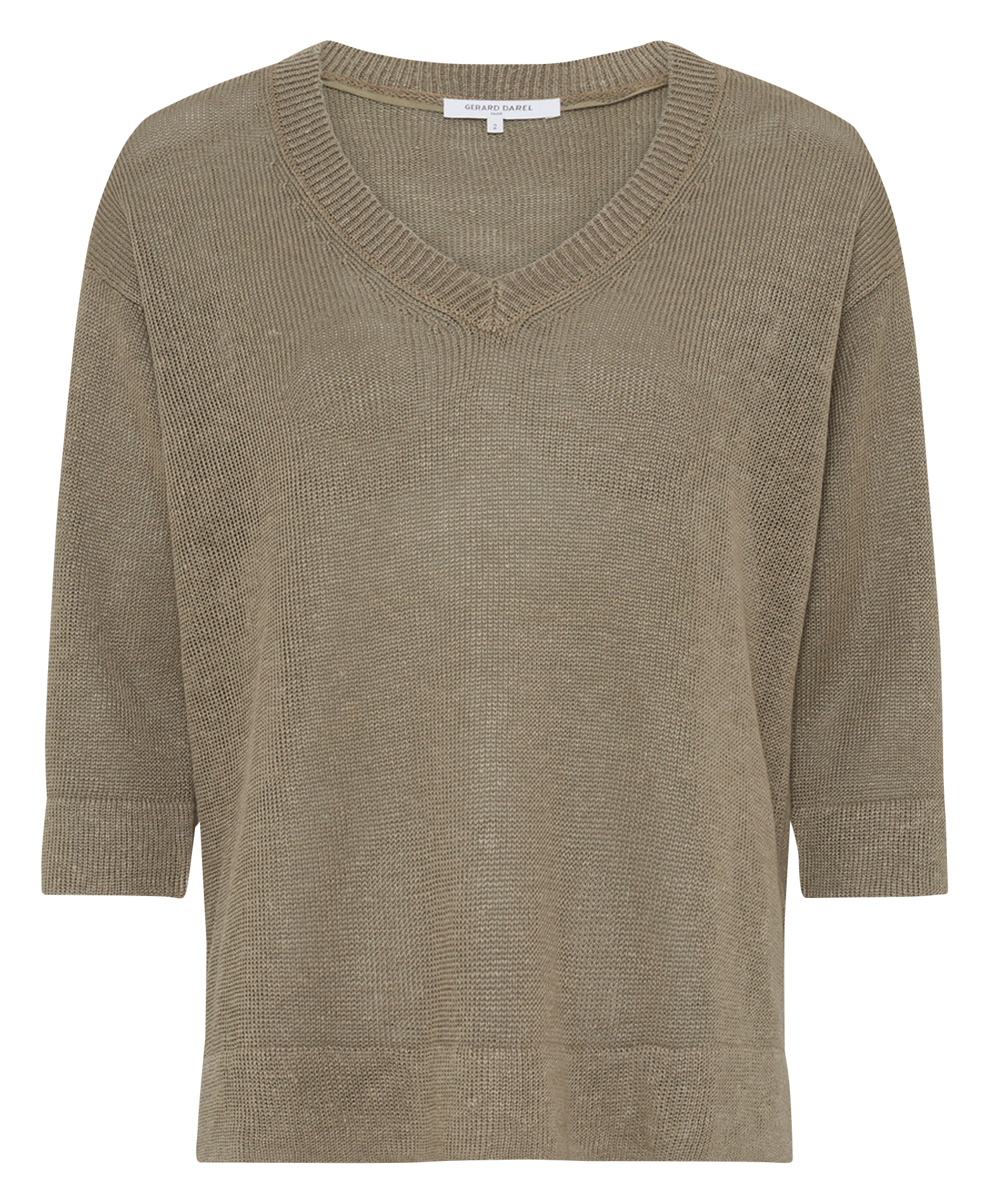 Leinenpullover mit V-Ausschnitt GERARD DAREL Khaki