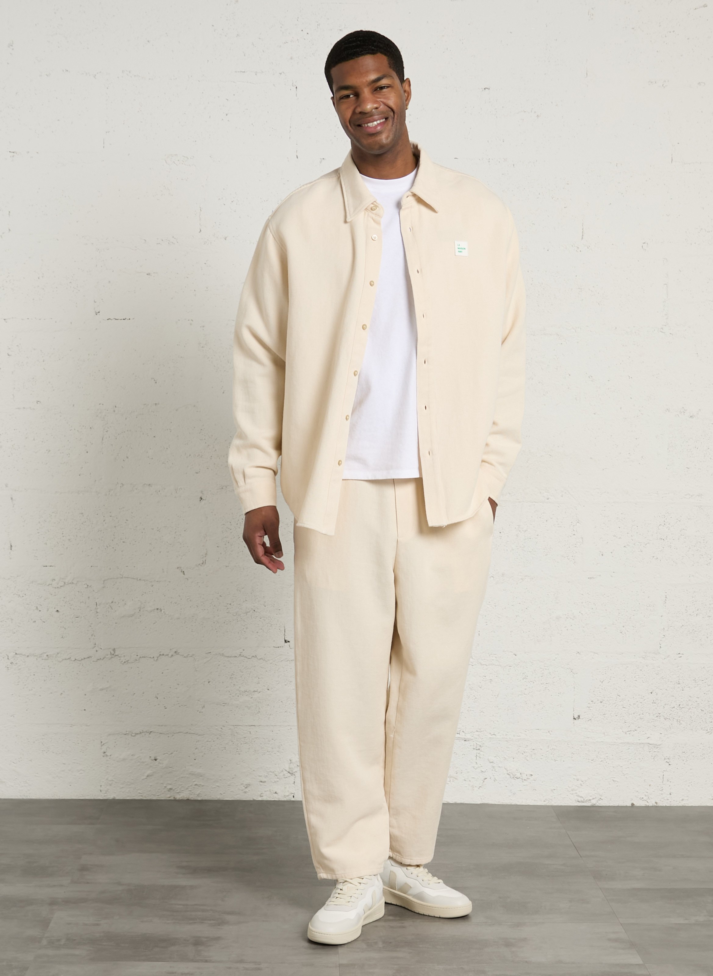 Straight jogging pants with elastic waistband solid color AMERICAN VINTAGE Beige