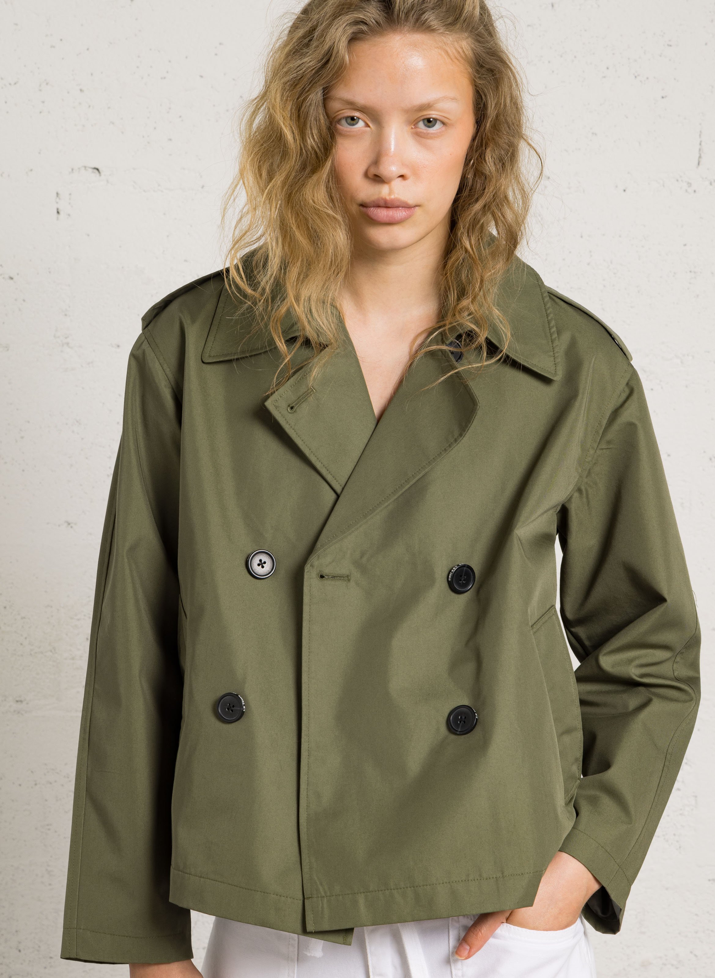 Cotton-blend oversized trench coat LE TEMPS DES CERISES Green