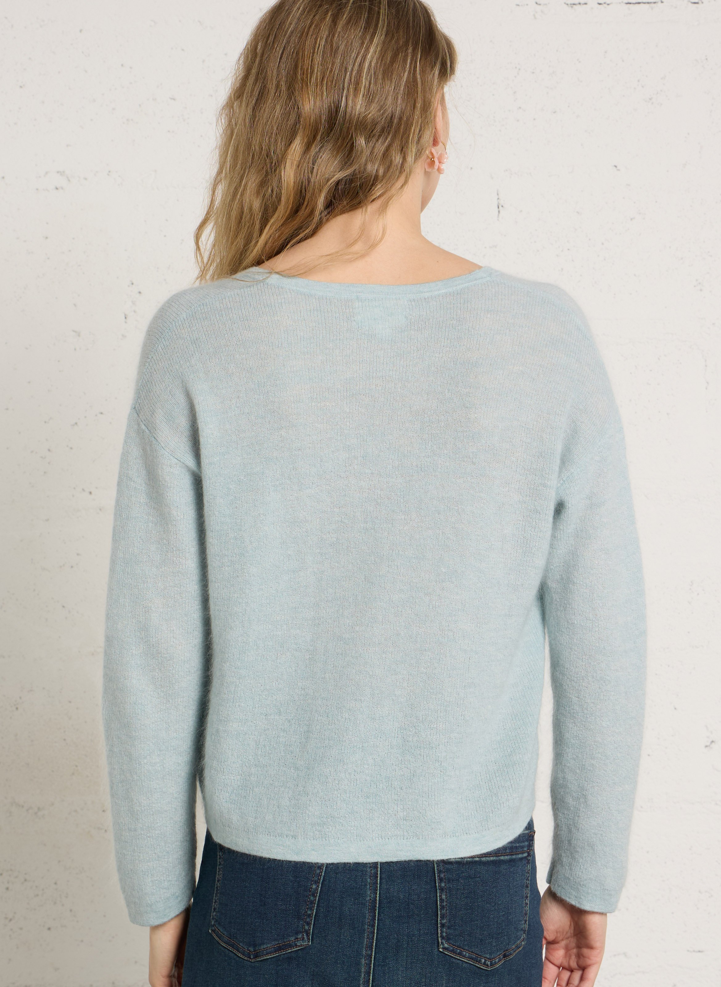 Gilet droit col V en maille MAISON 123 Bleu