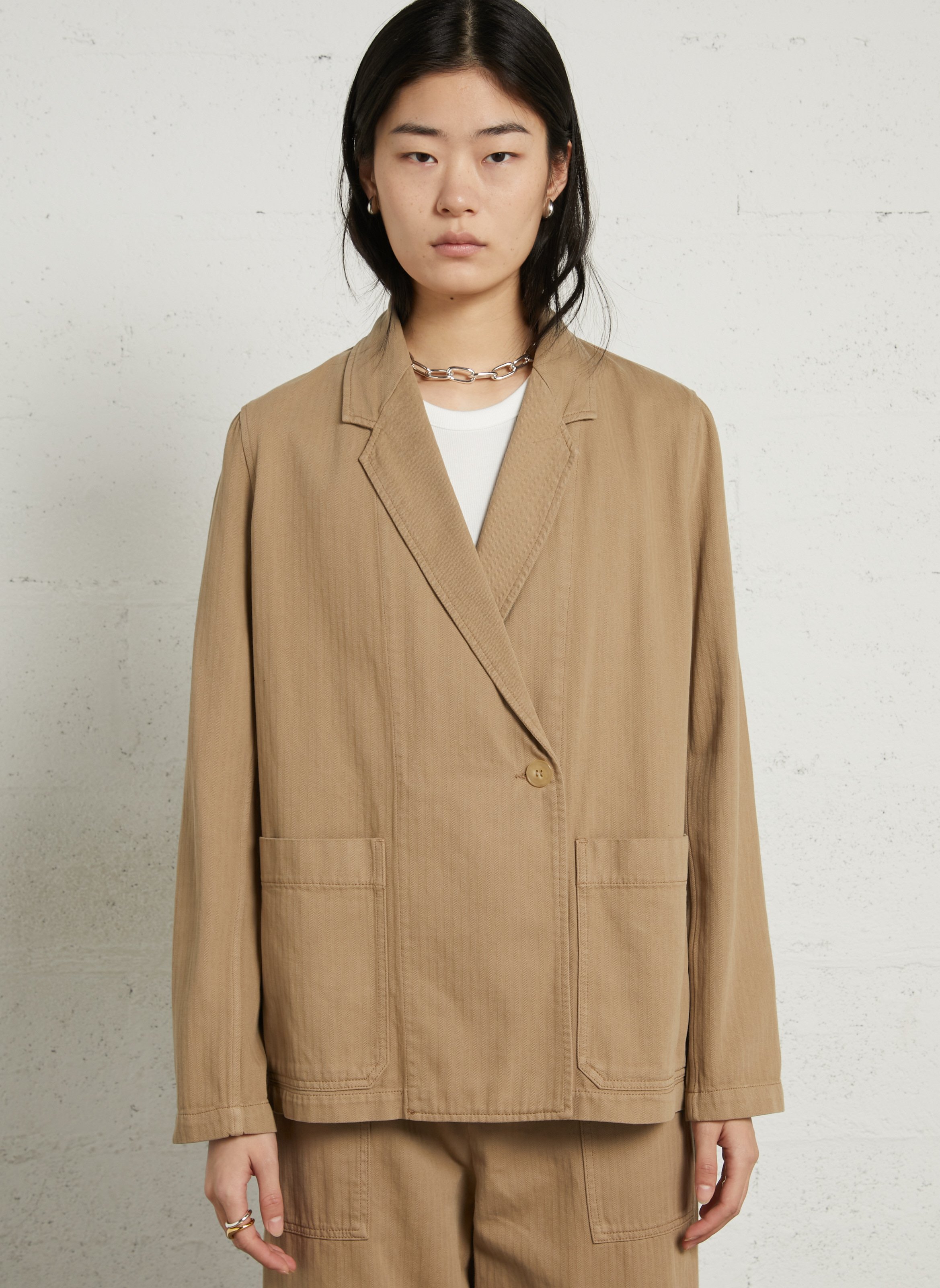 Blazer mit Taillenkragen aus Baumwolle MASSCOB Beige