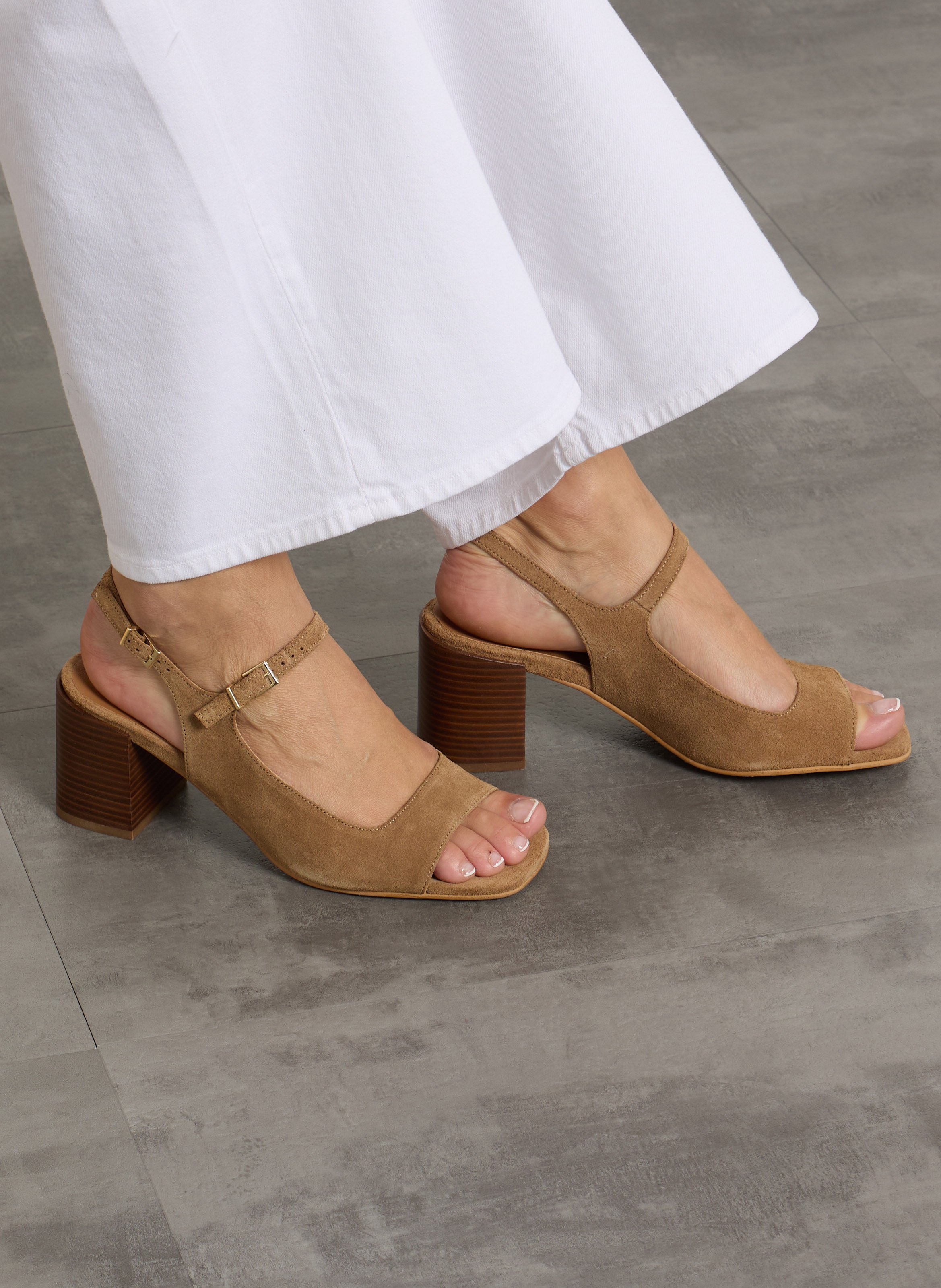 Sandales hautes en cuir velours MELLOW YELLOW Beige