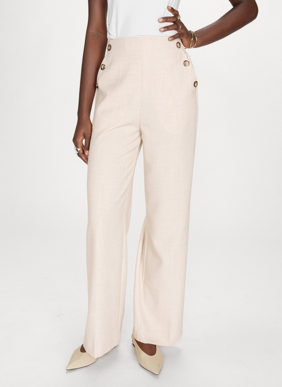 Pantalon droit taille haute uni GRACE ET MILA Beige