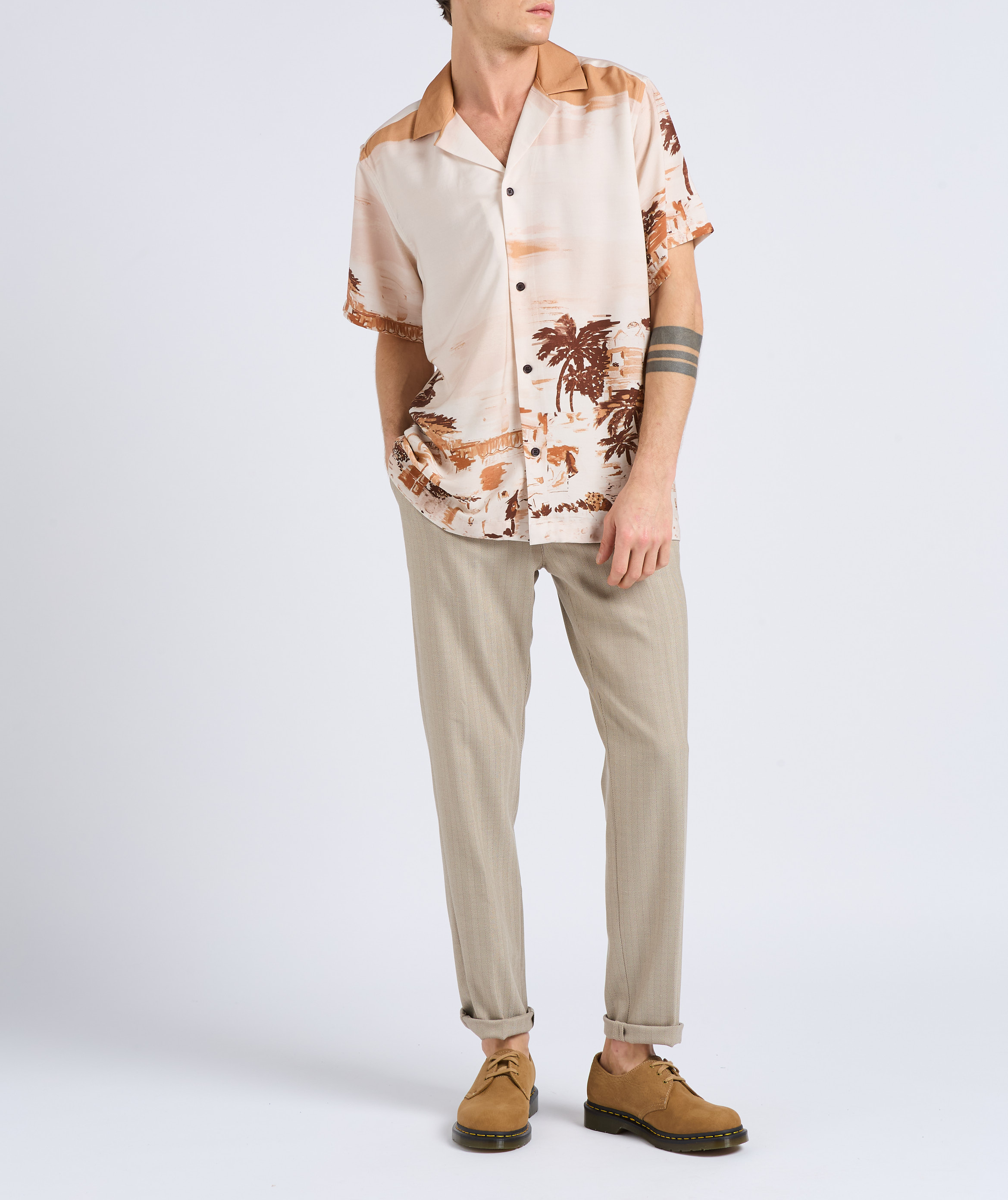 Herringbone suit pants LES DEUX Brown