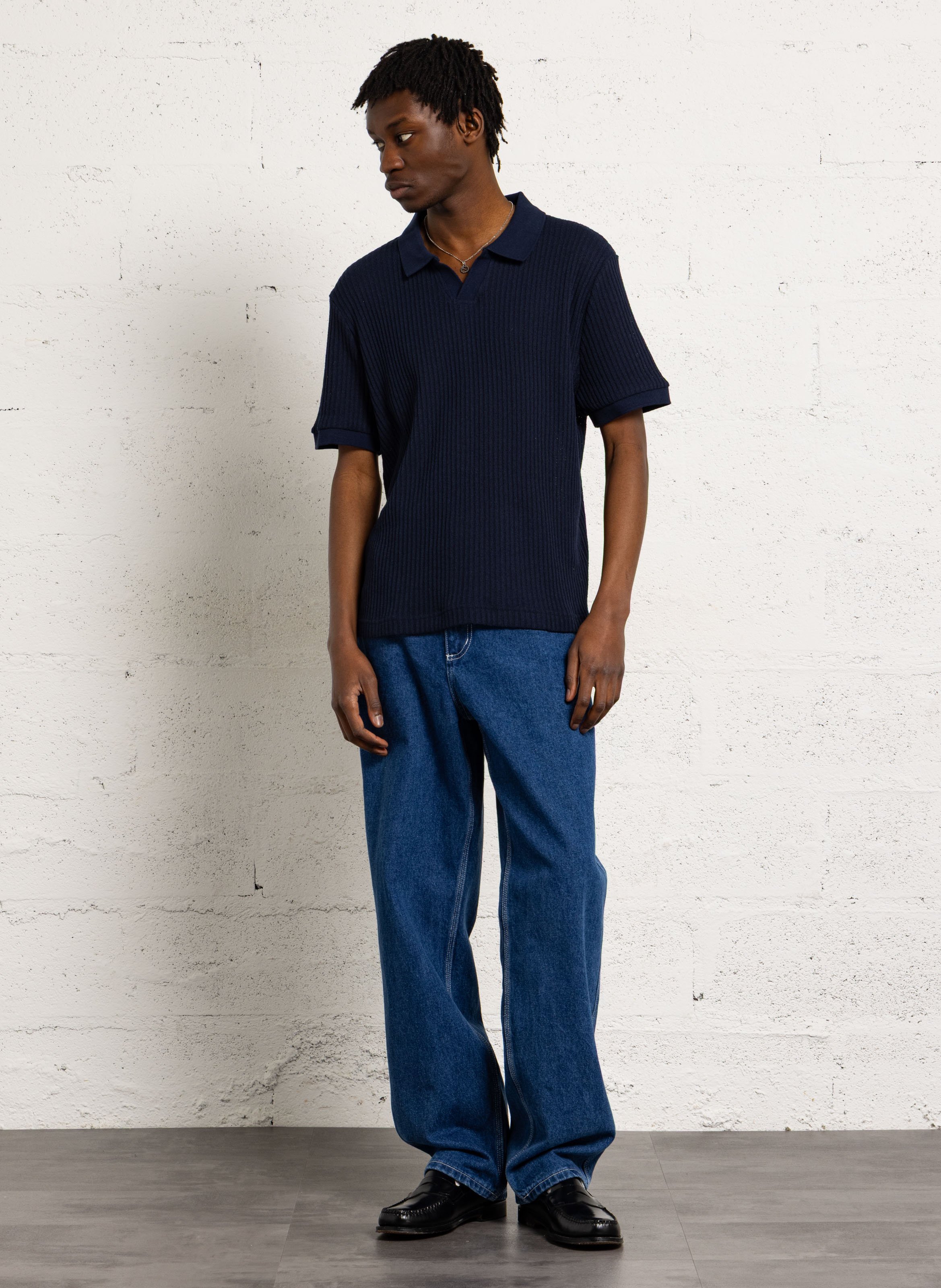 Kurzärmeliges Poloshirt aus Baumwolle AU PRINTEMPS PARIS Blau