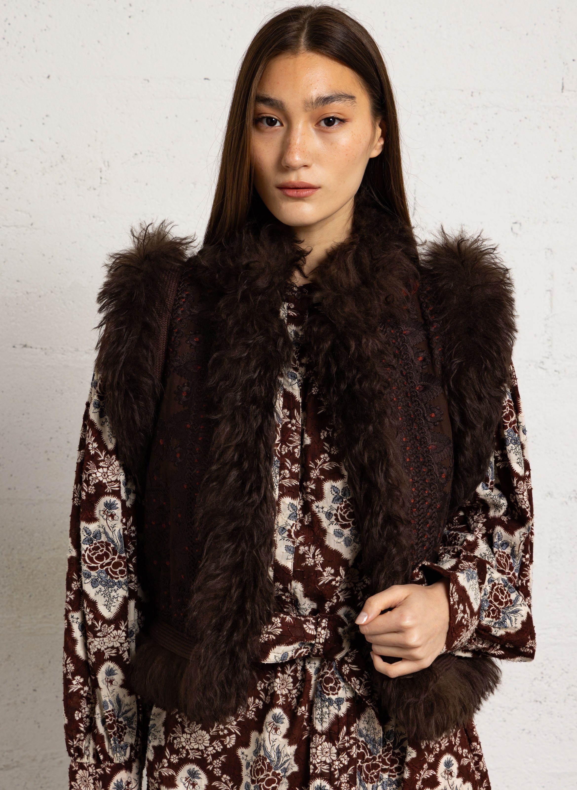 Bestickte Baumwolljacke ANTIK BATIK Braun