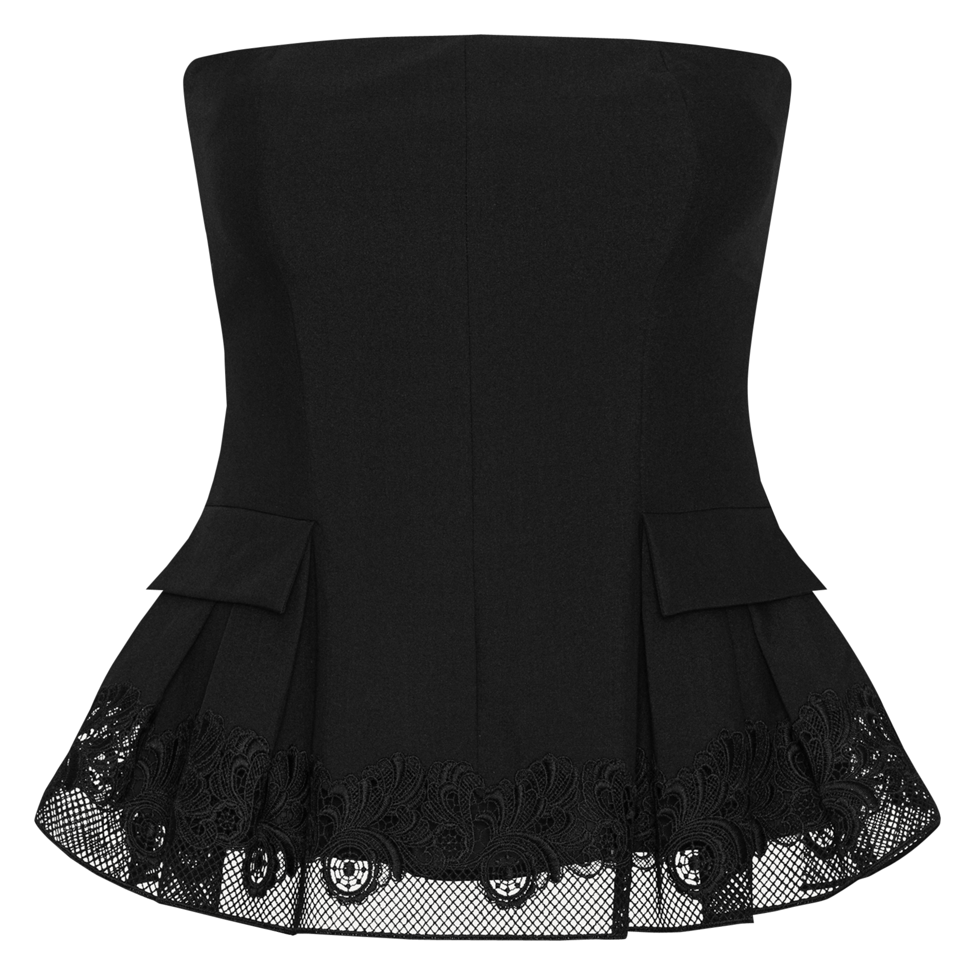 Peplum bustier with lace ROTATE Black