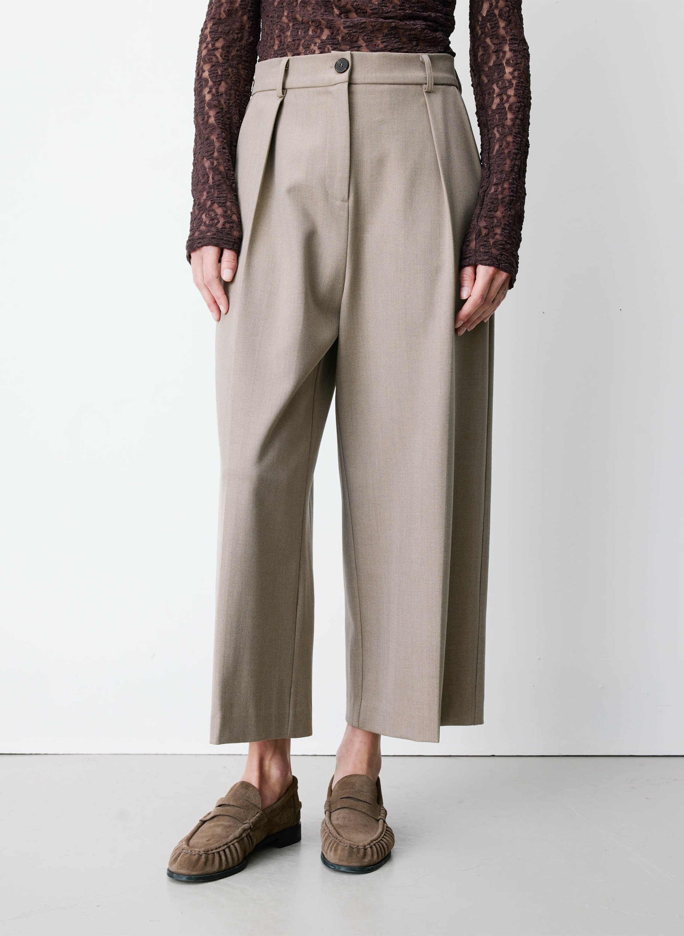 Pantalon large plissé GRACE ET MILA Beige
