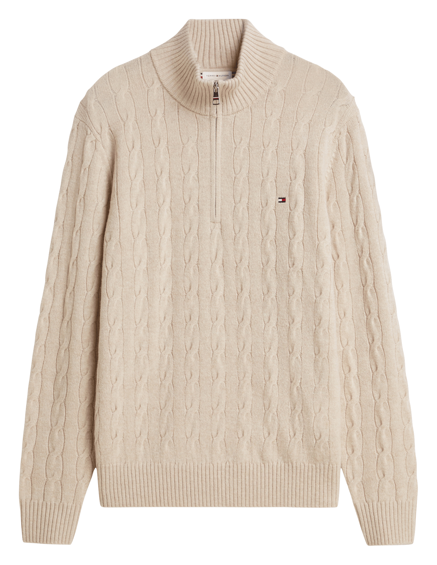 Wollpullover mit geflochtenem Stehkragen TOMMY HILFIGER Beige