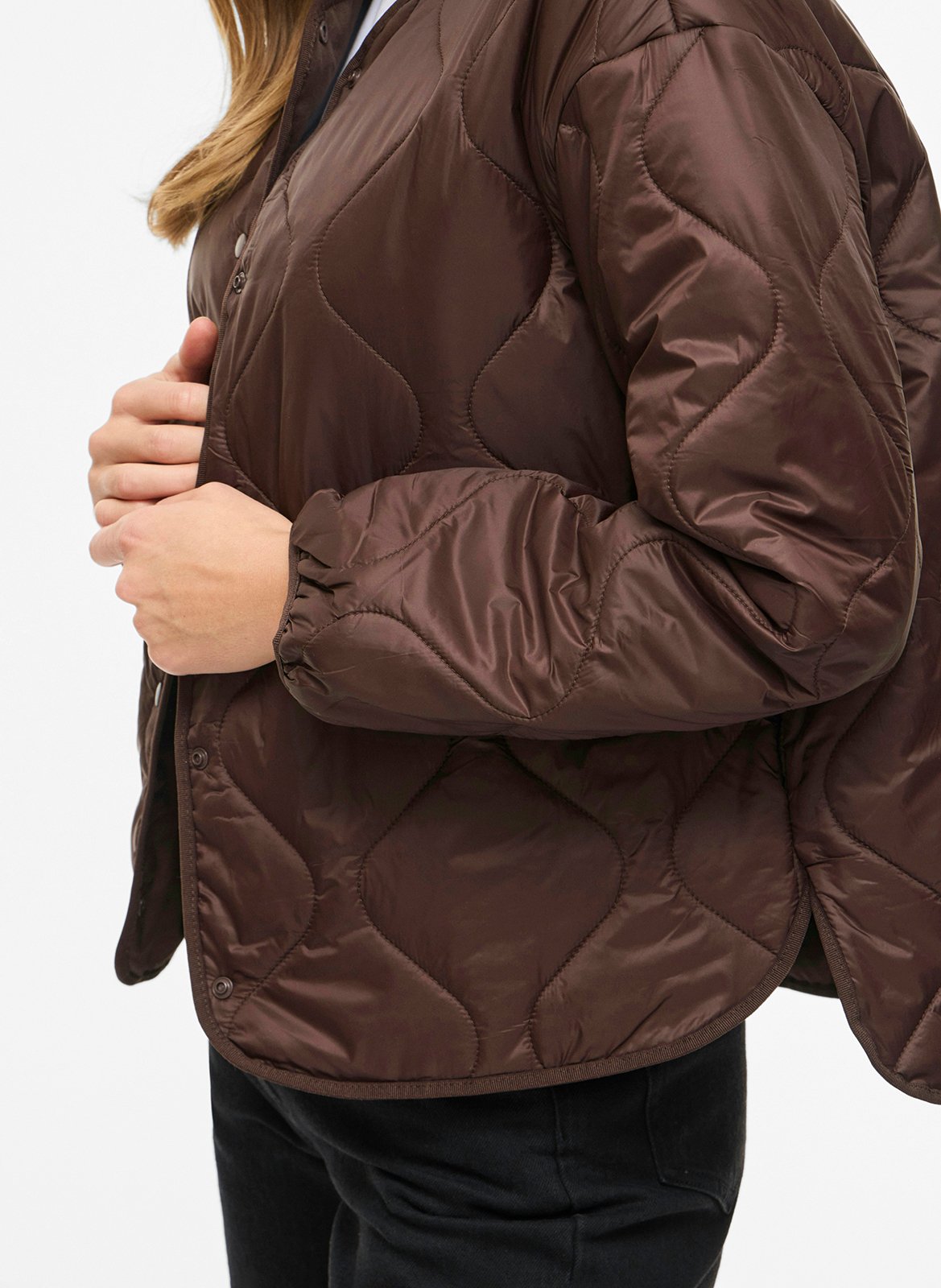Quilted round neck jacket VILA Brown