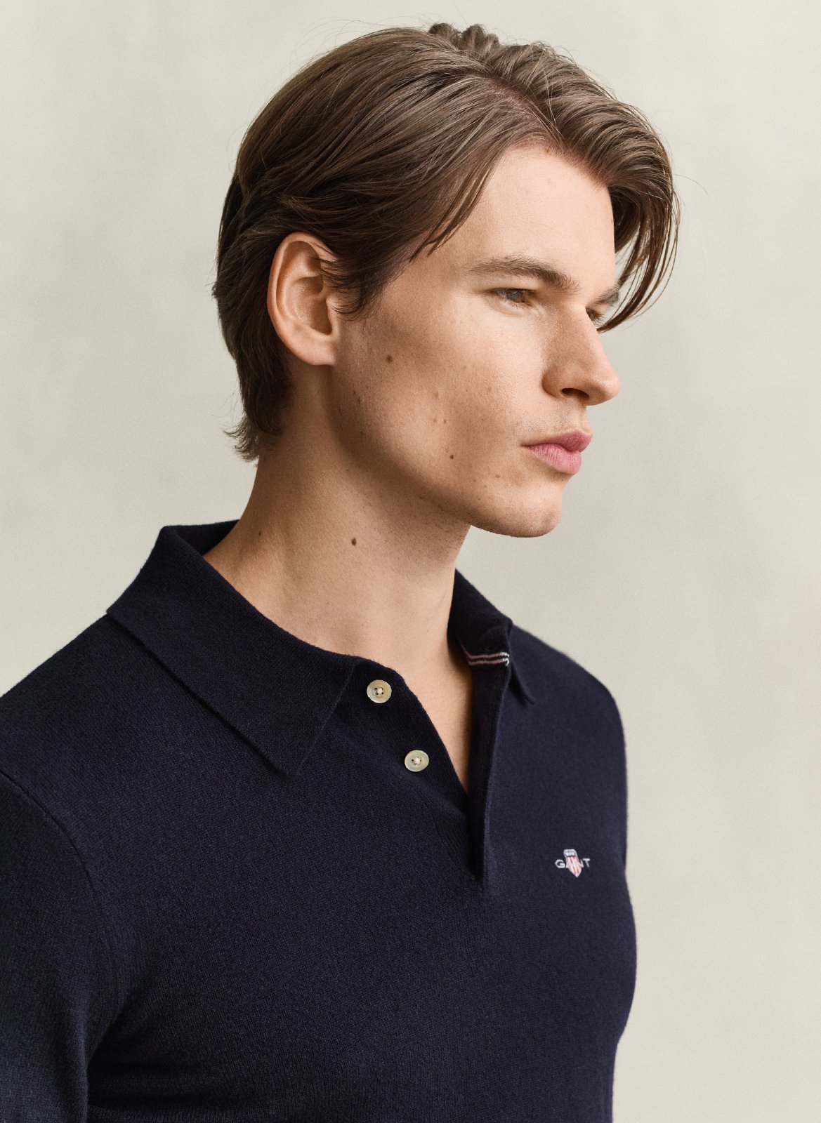 Pull droit col polo en laine GANT Bleu