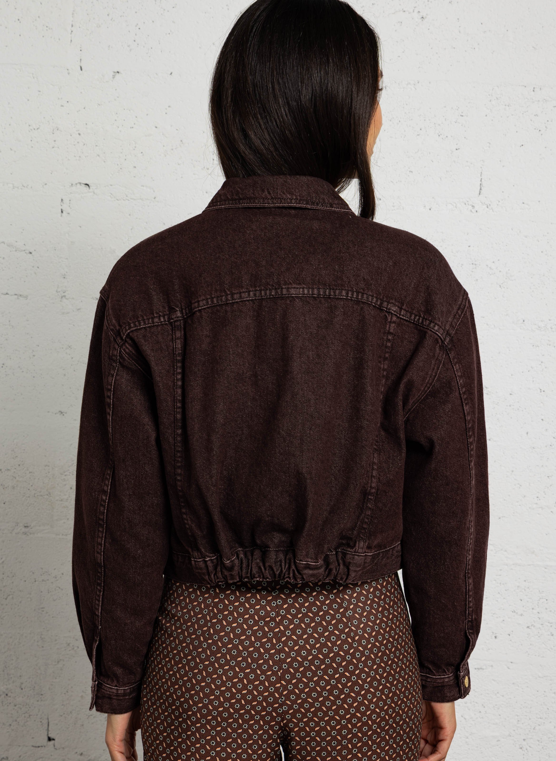 Weite Jeansjacke aus Baumwolle DES PETITS HAUTS Braun