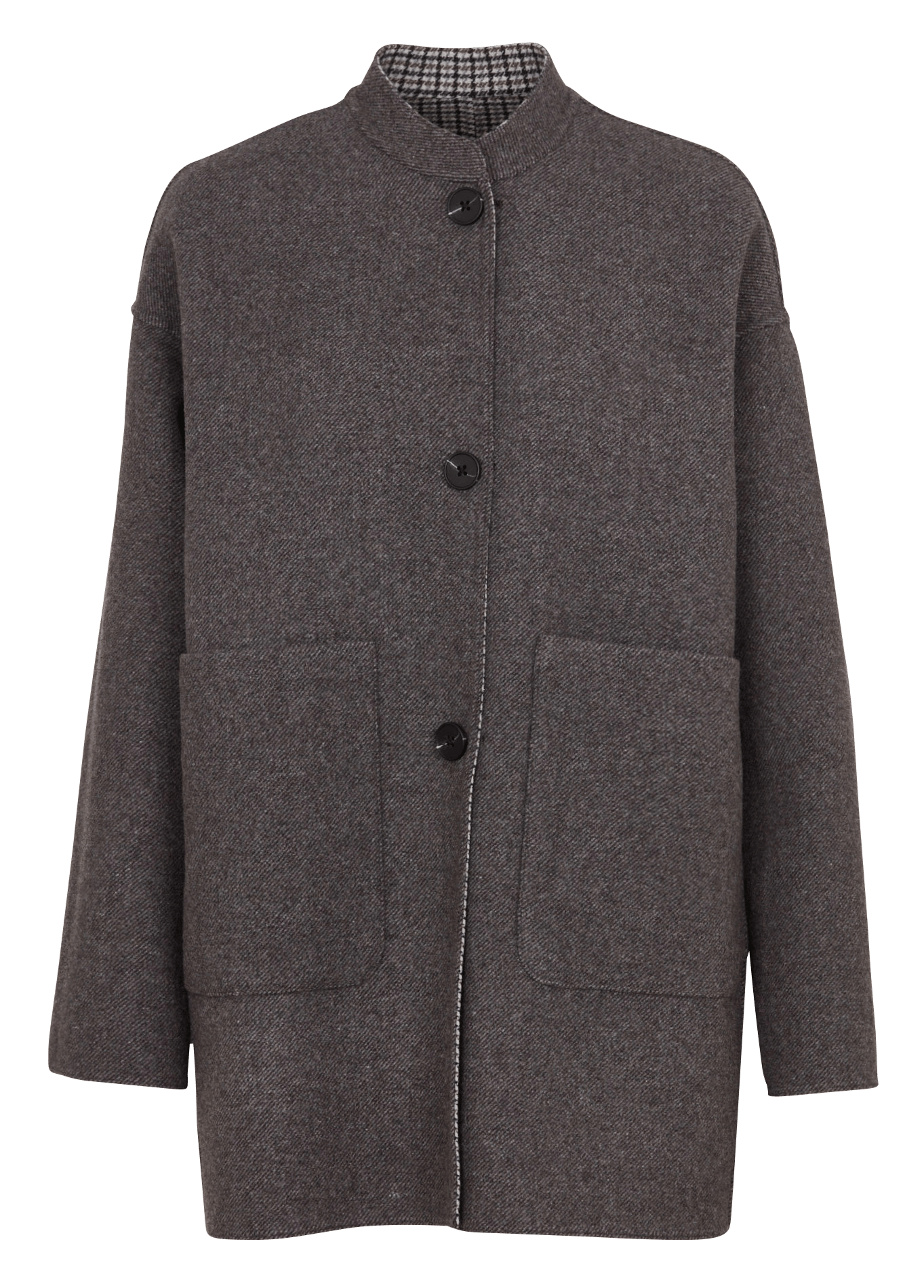 Manteau ample col rond réversible en laine mélangée NICE THINGS Marron