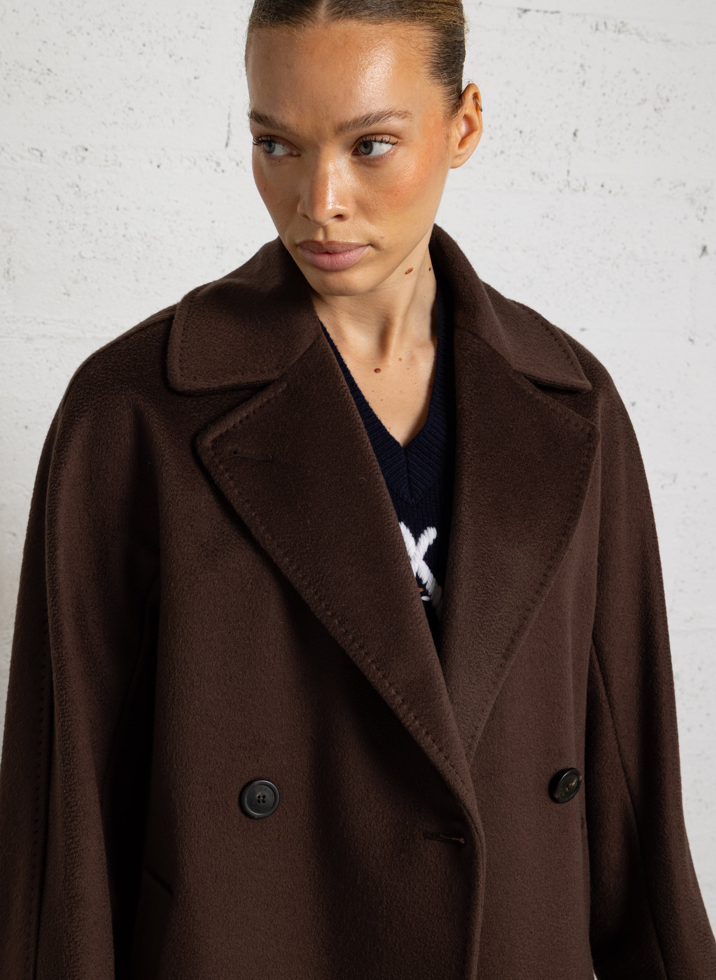 Long belted wool coat MAX MARA WEEK END Brown