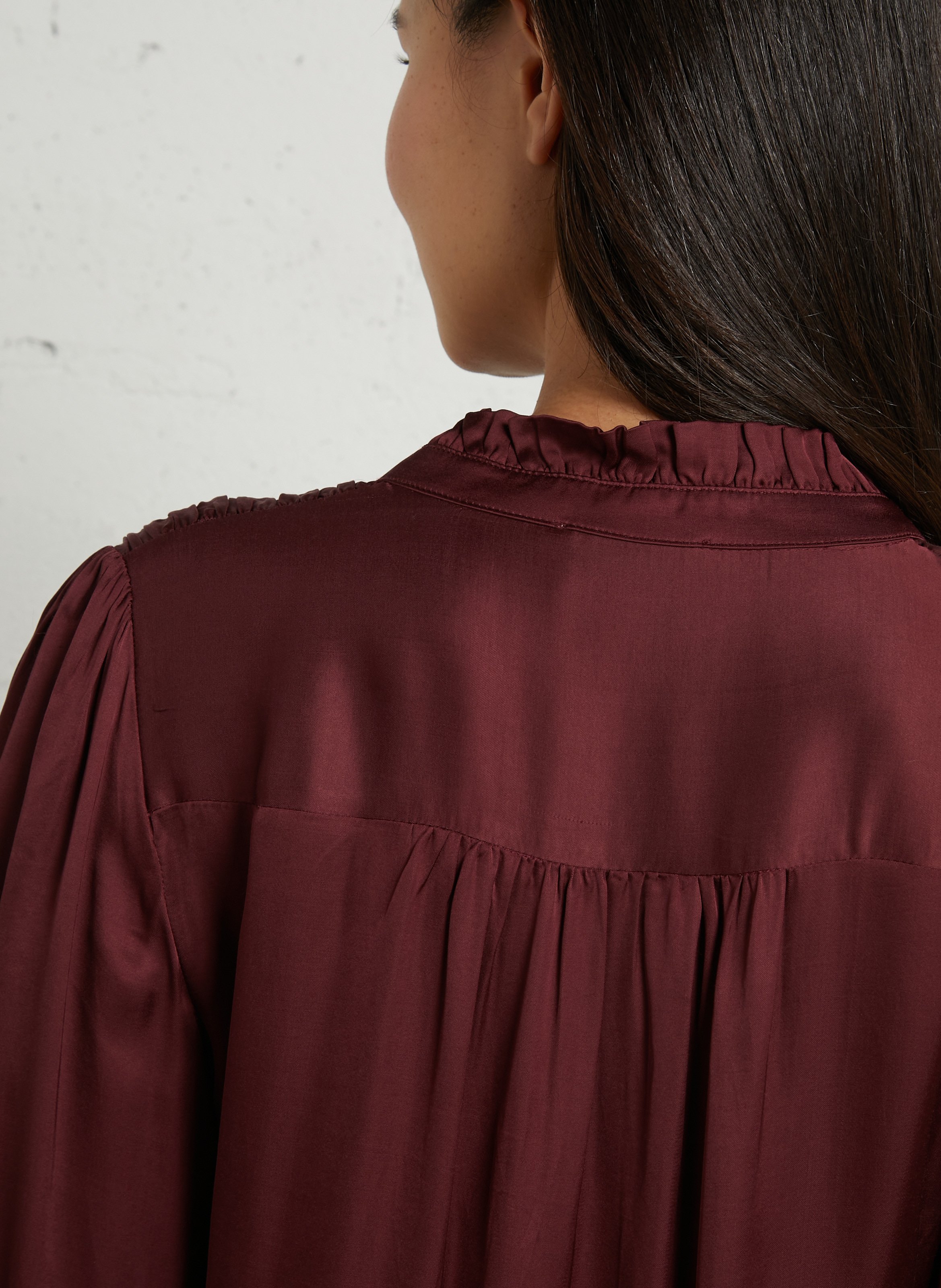 Blouse droit col V effet satiné MAISON 123 Rouge