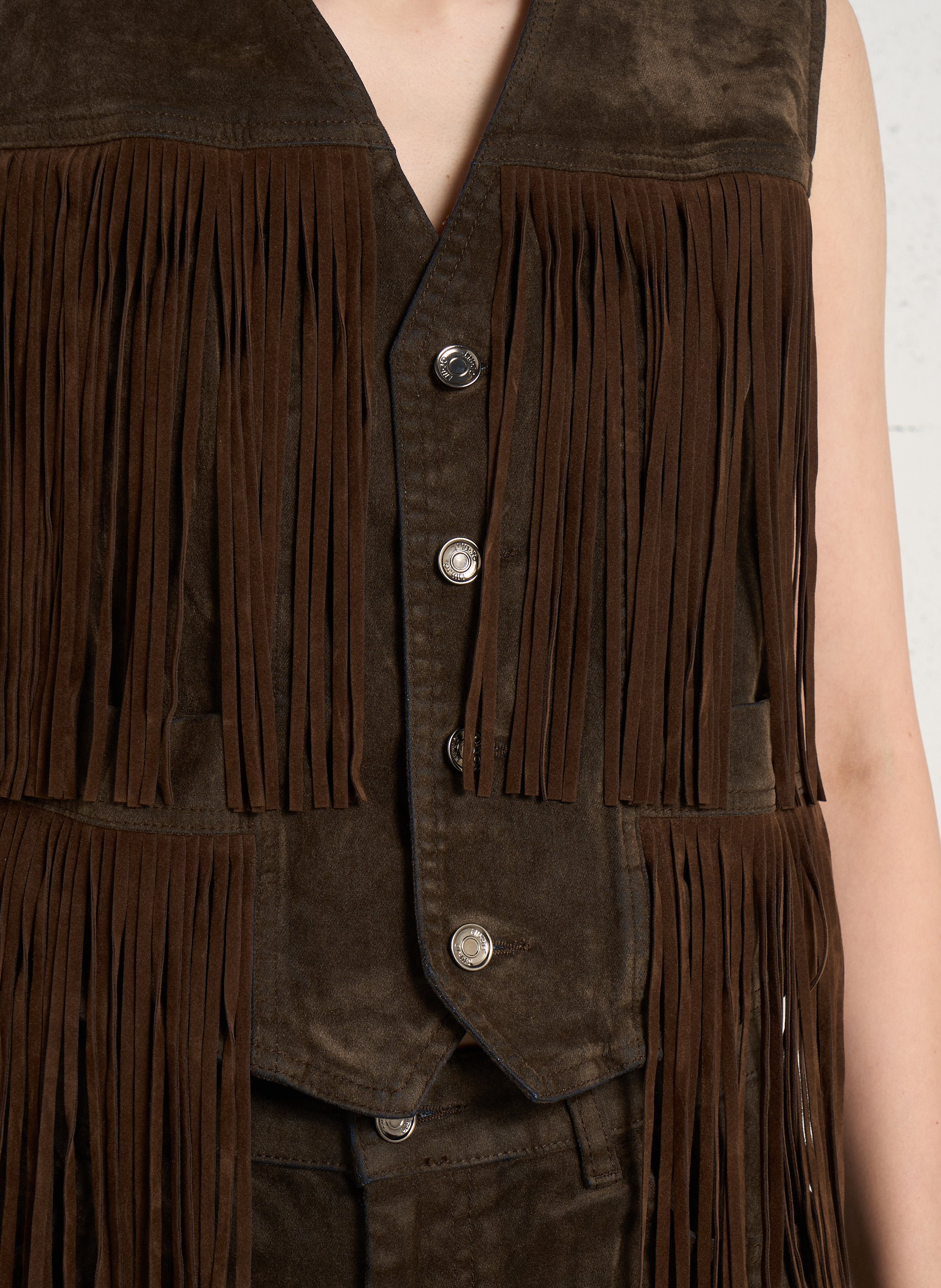 Sleeveless fringed vest in a cotton blend LIU JO Blue