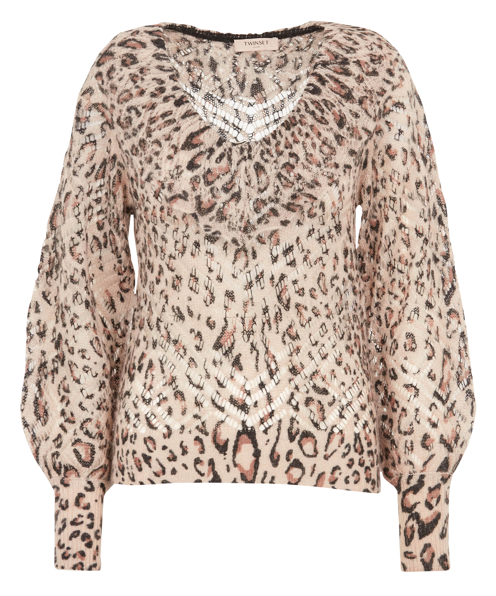 Round-neck leopard print sweater TWINSET Brown