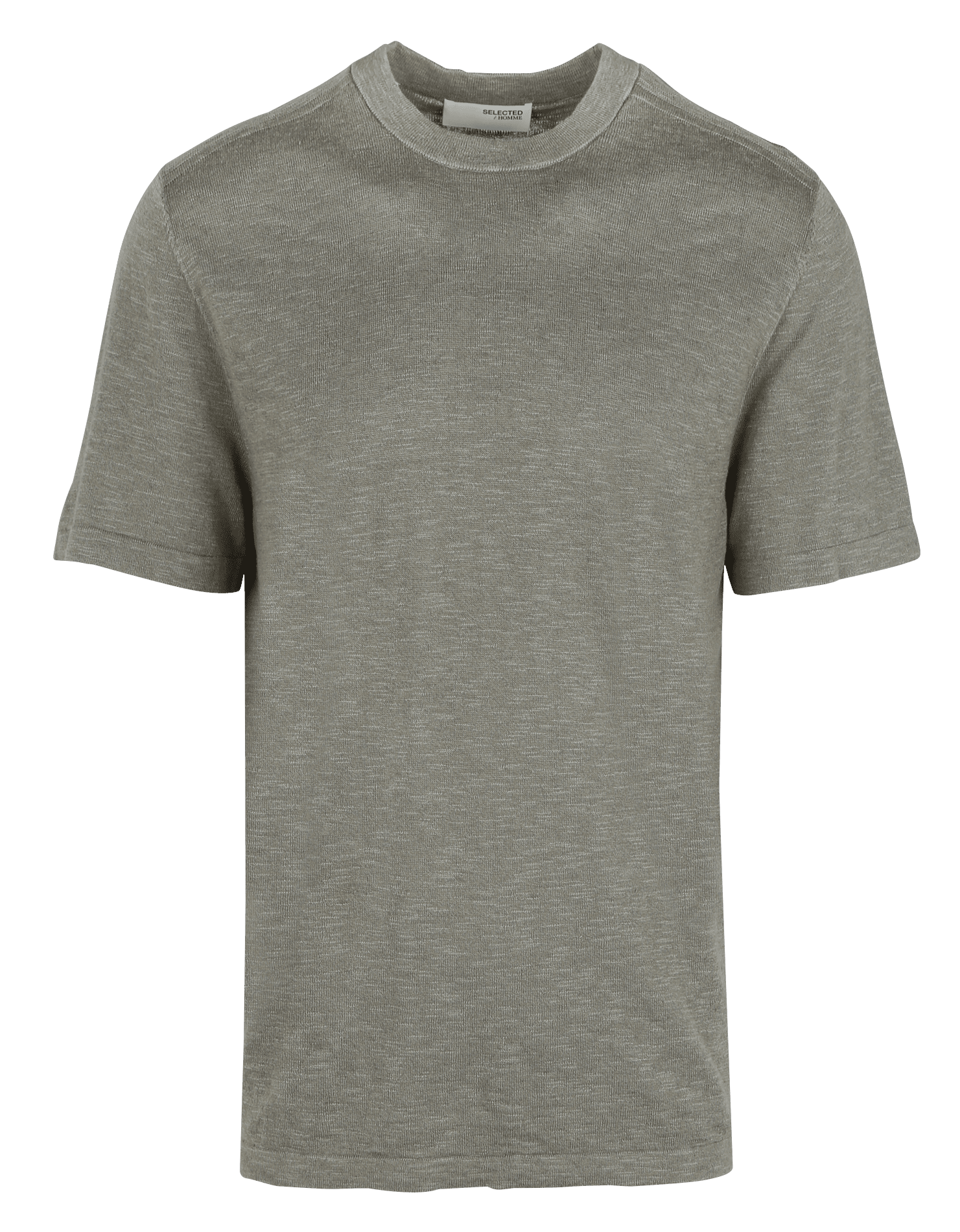 Tee-shirt droit col rond en coton mélangé SELECTED Gris