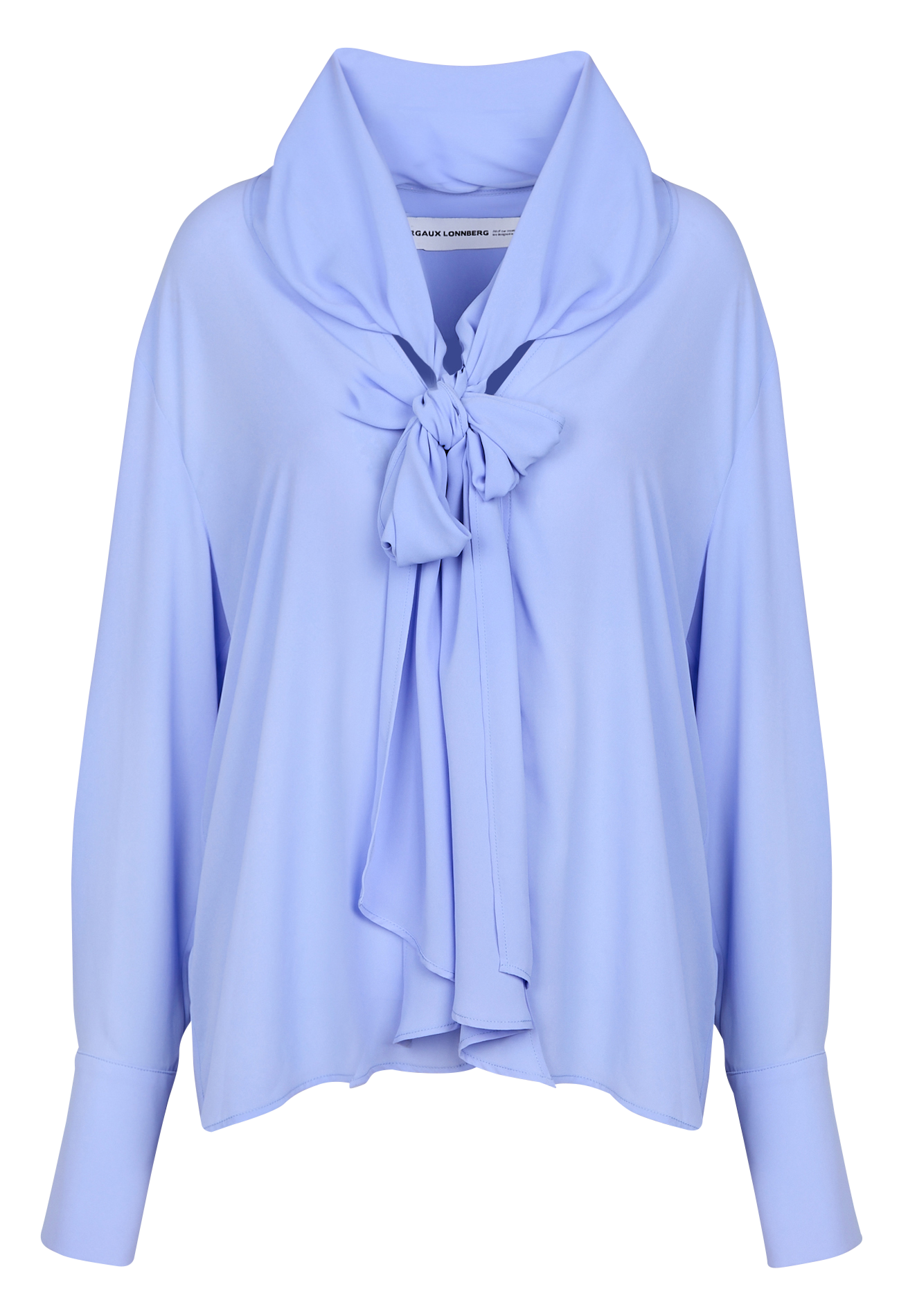 Loose-fit gathered shirt with pussy-bow collar MARGAUX LONNBERG Purple