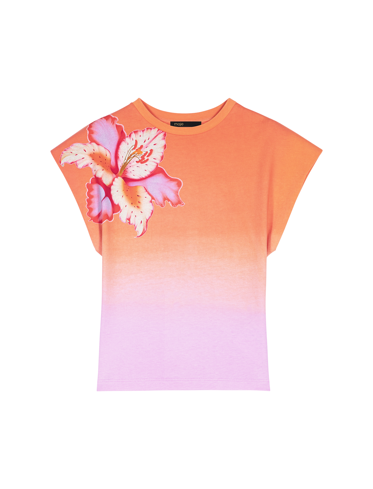 Rundhalsausschnitt-top Mit Blumendruck Tie-dye Orange Maje - Damen 